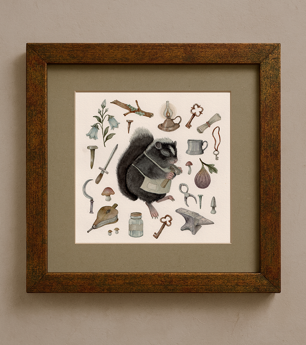 “The Blacksmith” - Original Framed Watercolor Illustration