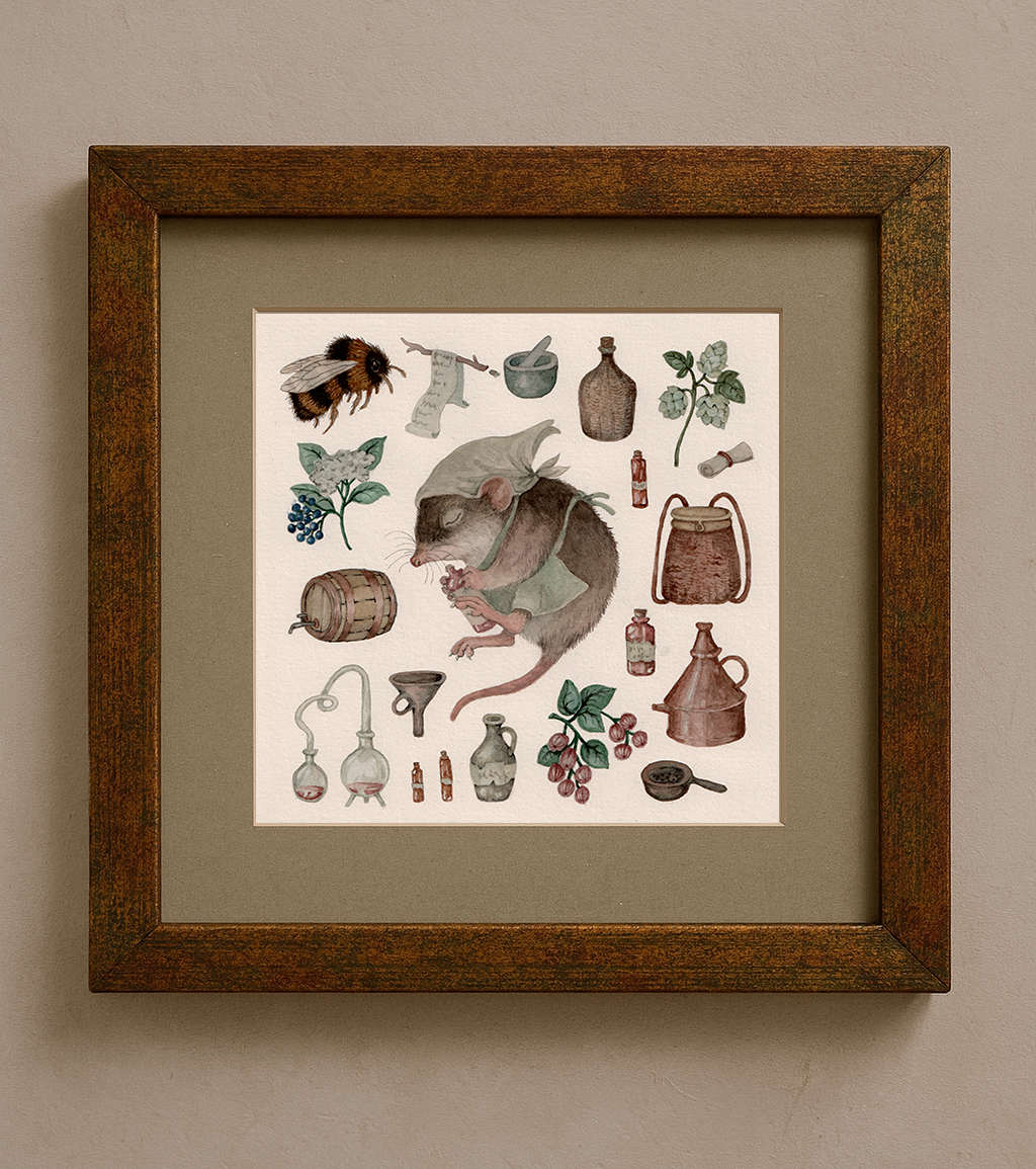 “The Distiller” - Original Framed Watercolor Illustration