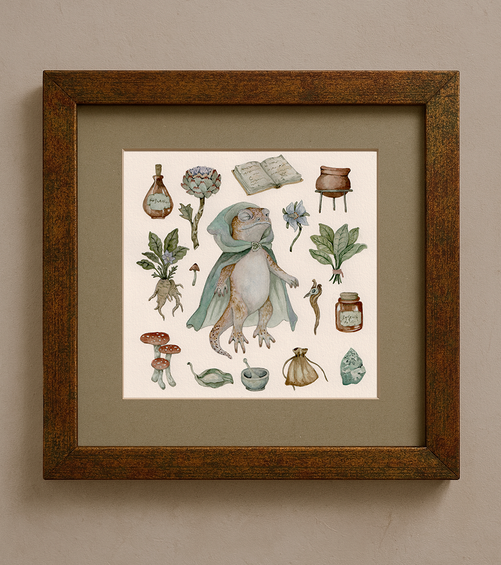 “The Healer” - Original Framed Watercolor Illustration