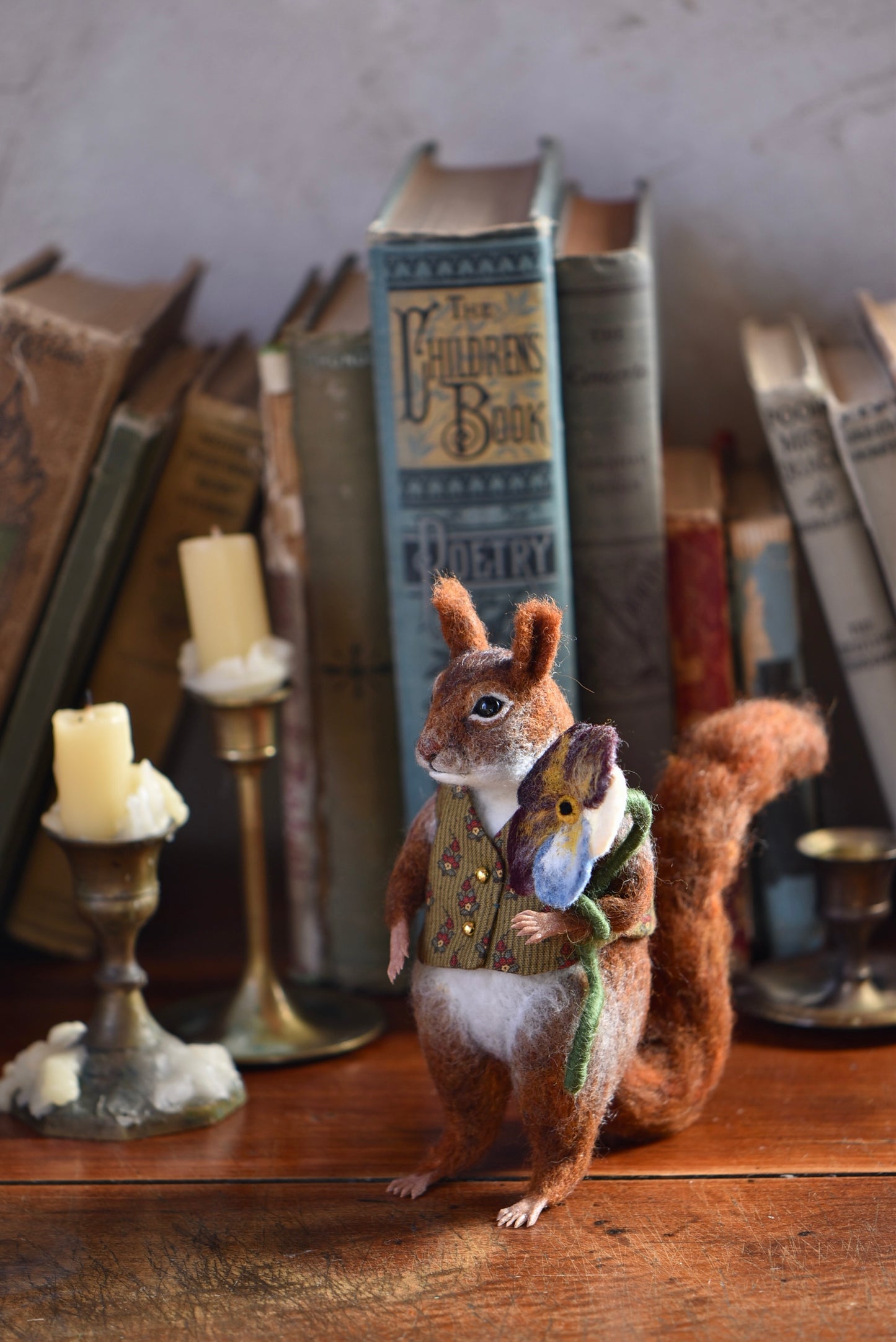 Handmade Needle Felted Squirrel - Wool Animal Sculpture- Rustles from the meadow