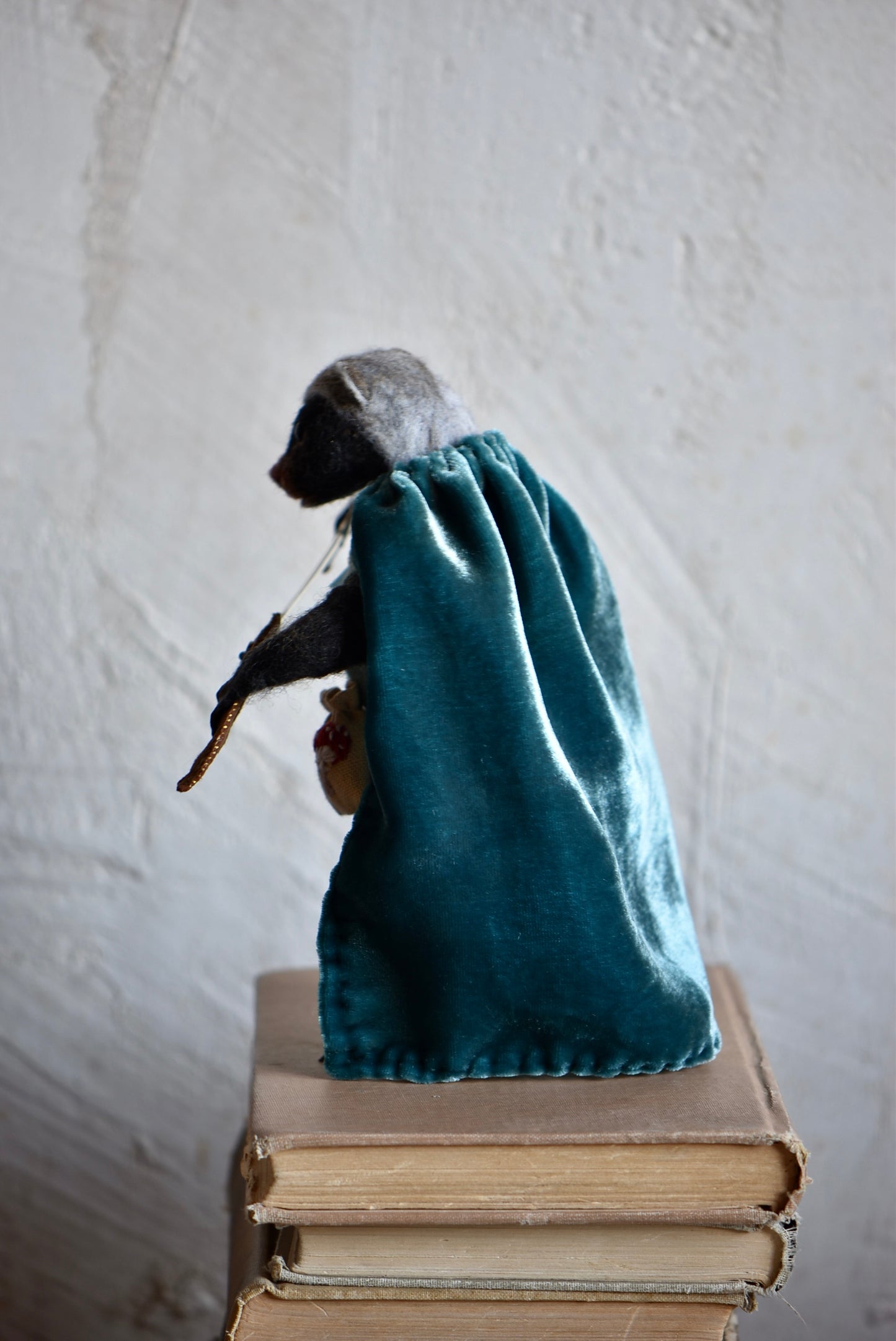 Handmade Needle Felted Badger "The Twilight Watcher" - Wool Animal Sculpture- Rustles from the meadow and Harthicune