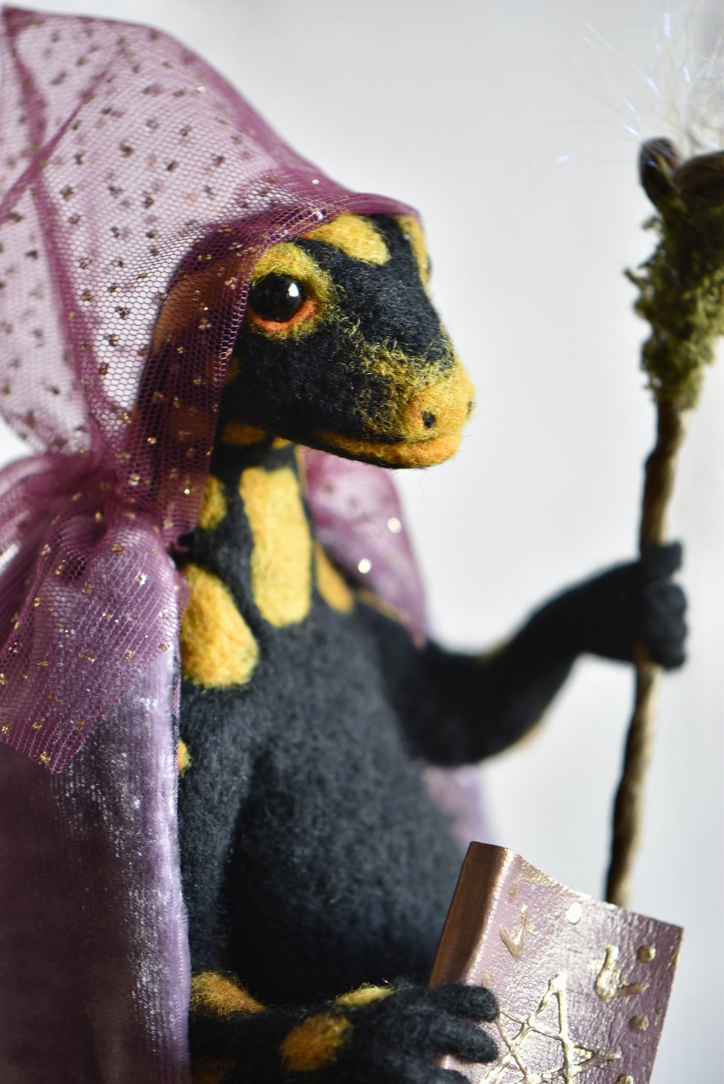 Handmade Needle Felted Salamander "The Keeper of Secrets" - Wool Animal Sculpture- Rustles from the meadow and Harthicune
