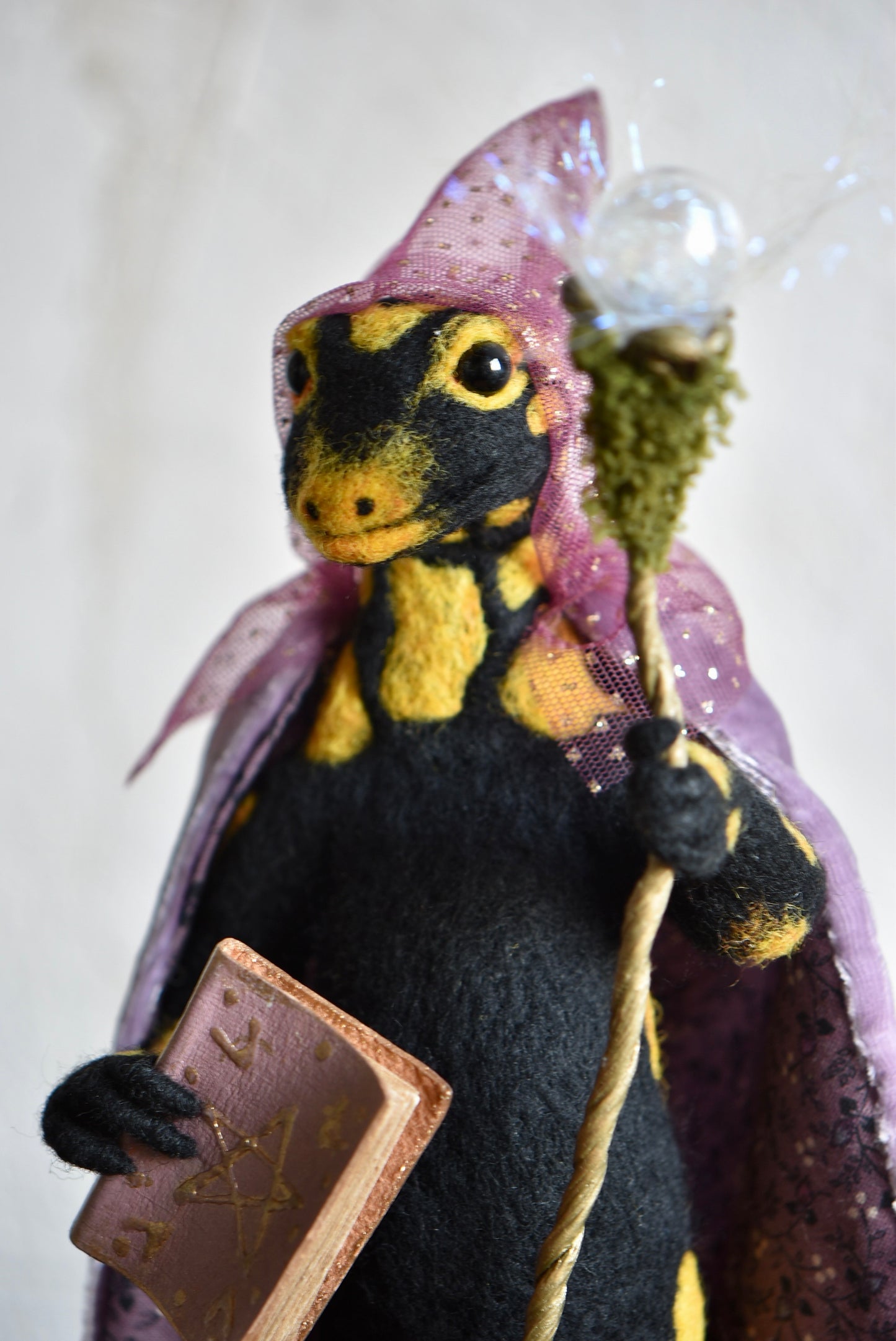 Handmade Needle Felted Salamander "The Keeper of Secrets" - Wool Animal Sculpture- Rustles from the meadow and Harthicune