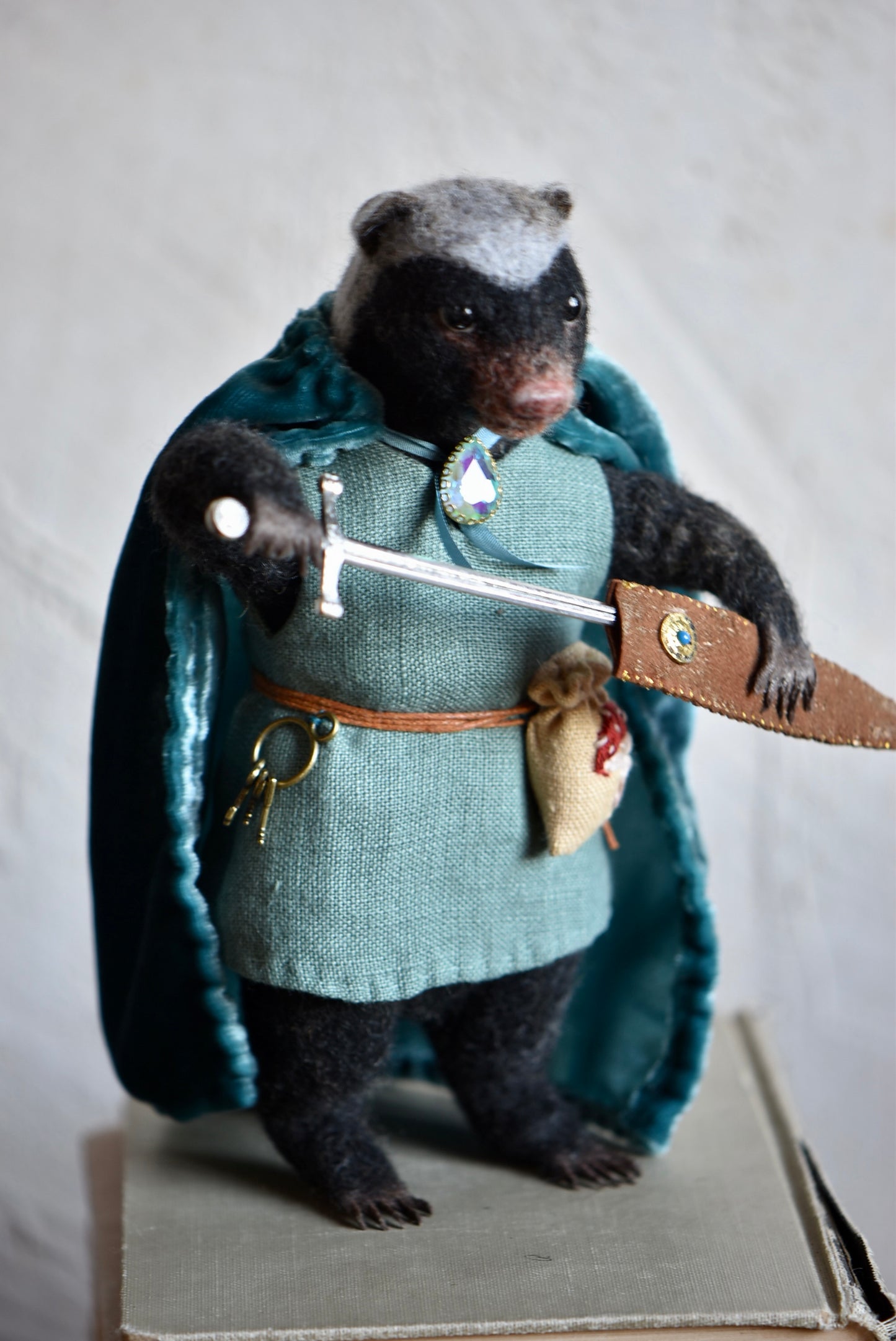 Handmade Needle Felted Badger "The Twilight Watcher" - Wool Animal Sculpture- Rustles from the meadow and Harthicune