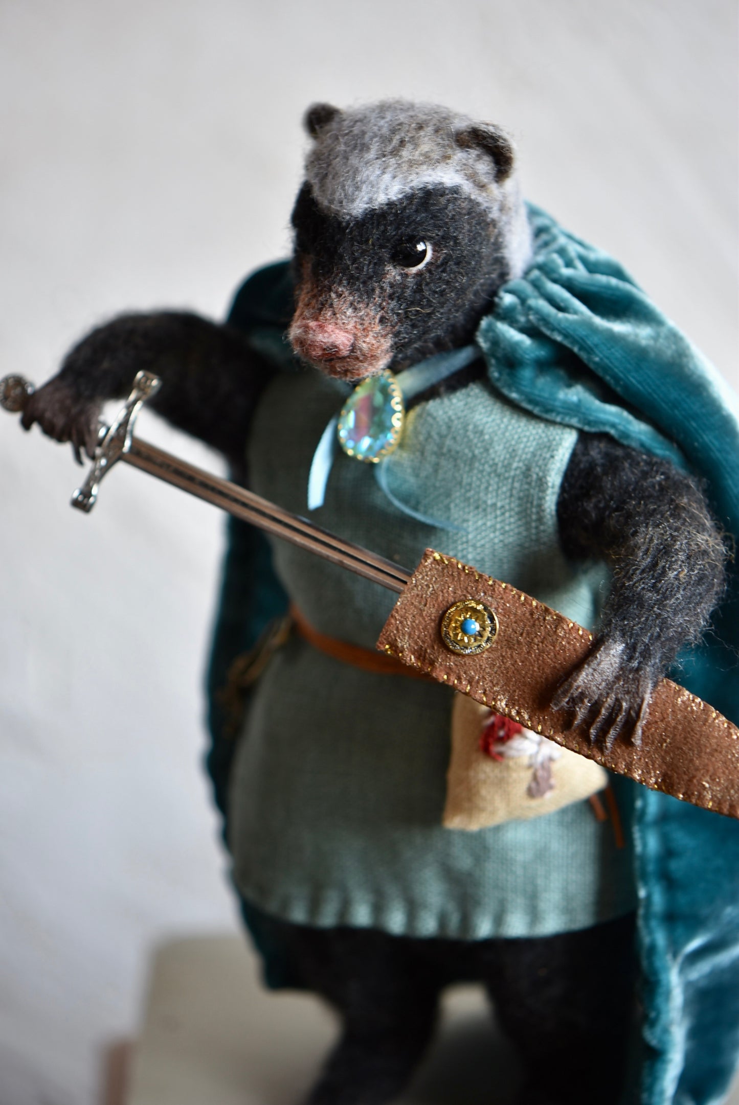 Handmade Needle Felted Badger "The Twilight Watcher" - Wool Animal Sculpture- Rustles from the meadow and Harthicune