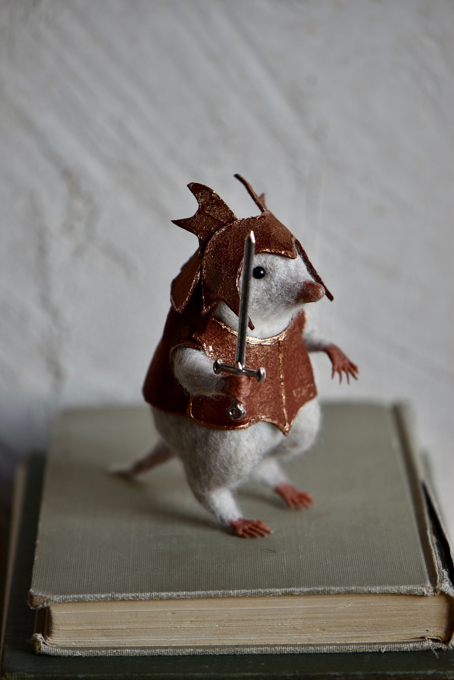 Handmade Needle Felted Character " Brave Mole Guardian" - Wool Animal Sculpture- Rustles from the meadow