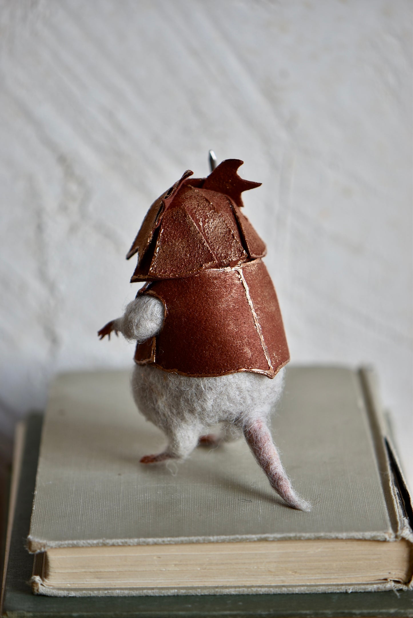 Handmade Needle Felted Character " Brave Mole Guardian" - Wool Animal Sculpture- Rustles from the meadow
