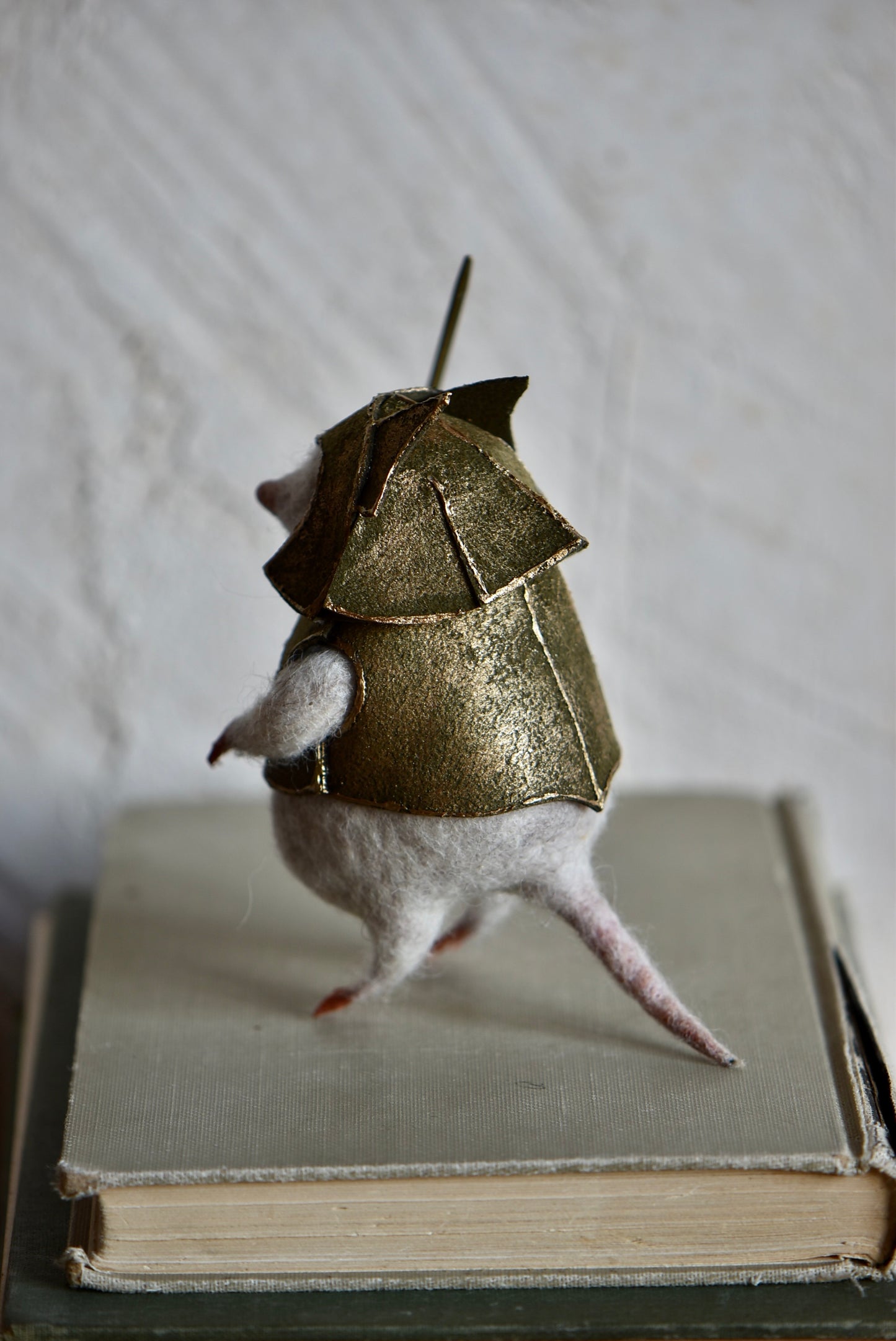 Handmade Needle Felted Character " Brave Mole Guardian" - Wool Animal Sculpture- Rustles from the meadow