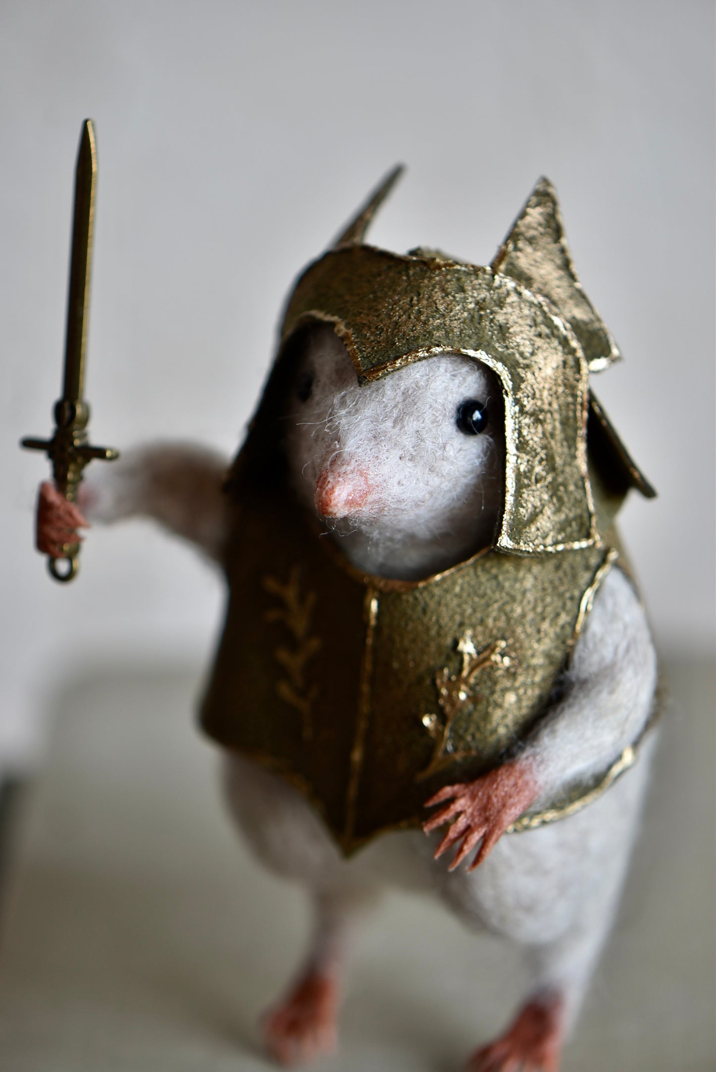 Handmade Needle Felted Character " Brave Mole Guardian" - Wool Animal Sculpture- Rustles from the meadow