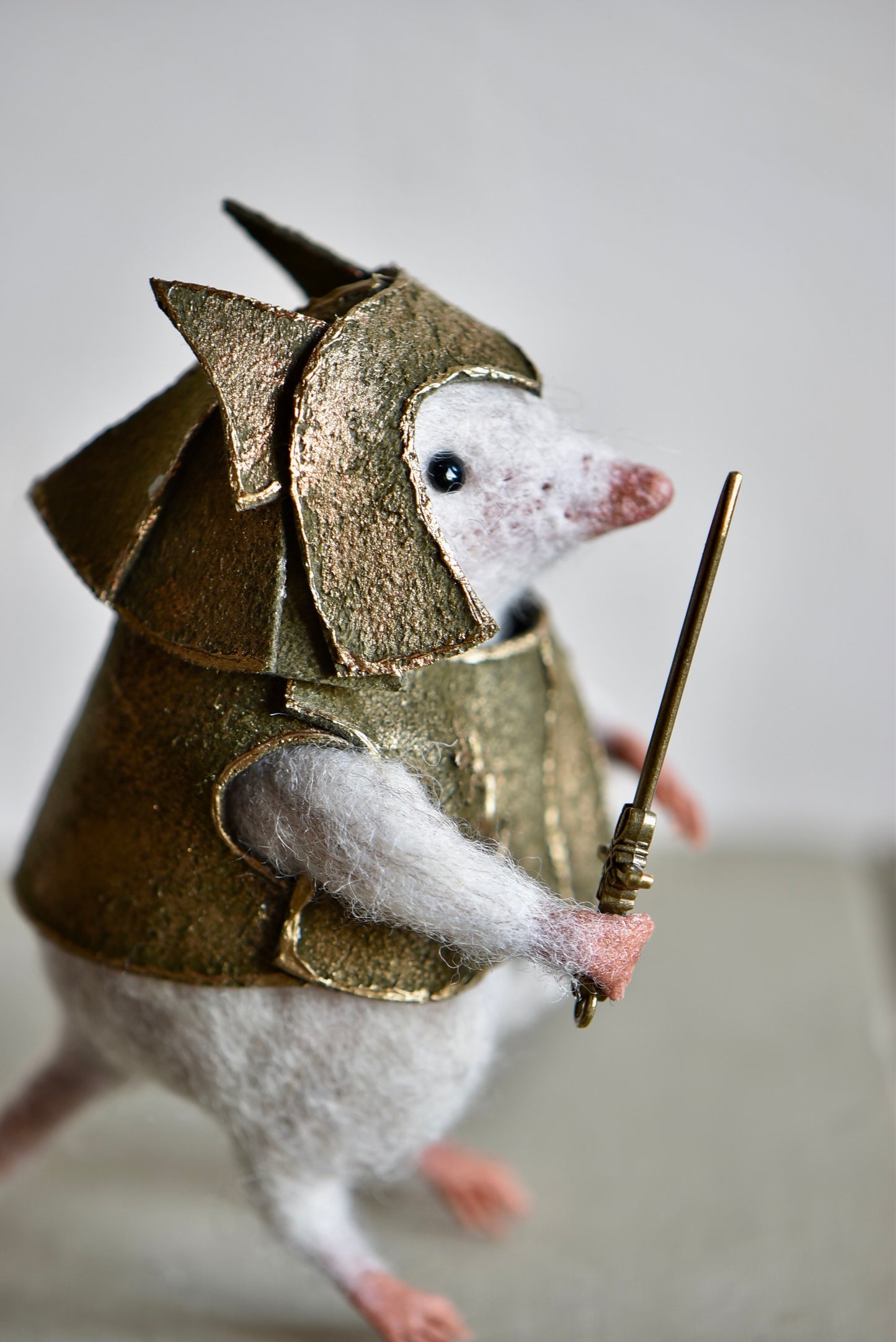 Handmade Needle Felted Character " Brave Mole Guardian" - Wool Animal Sculpture- Rustles from the meadow