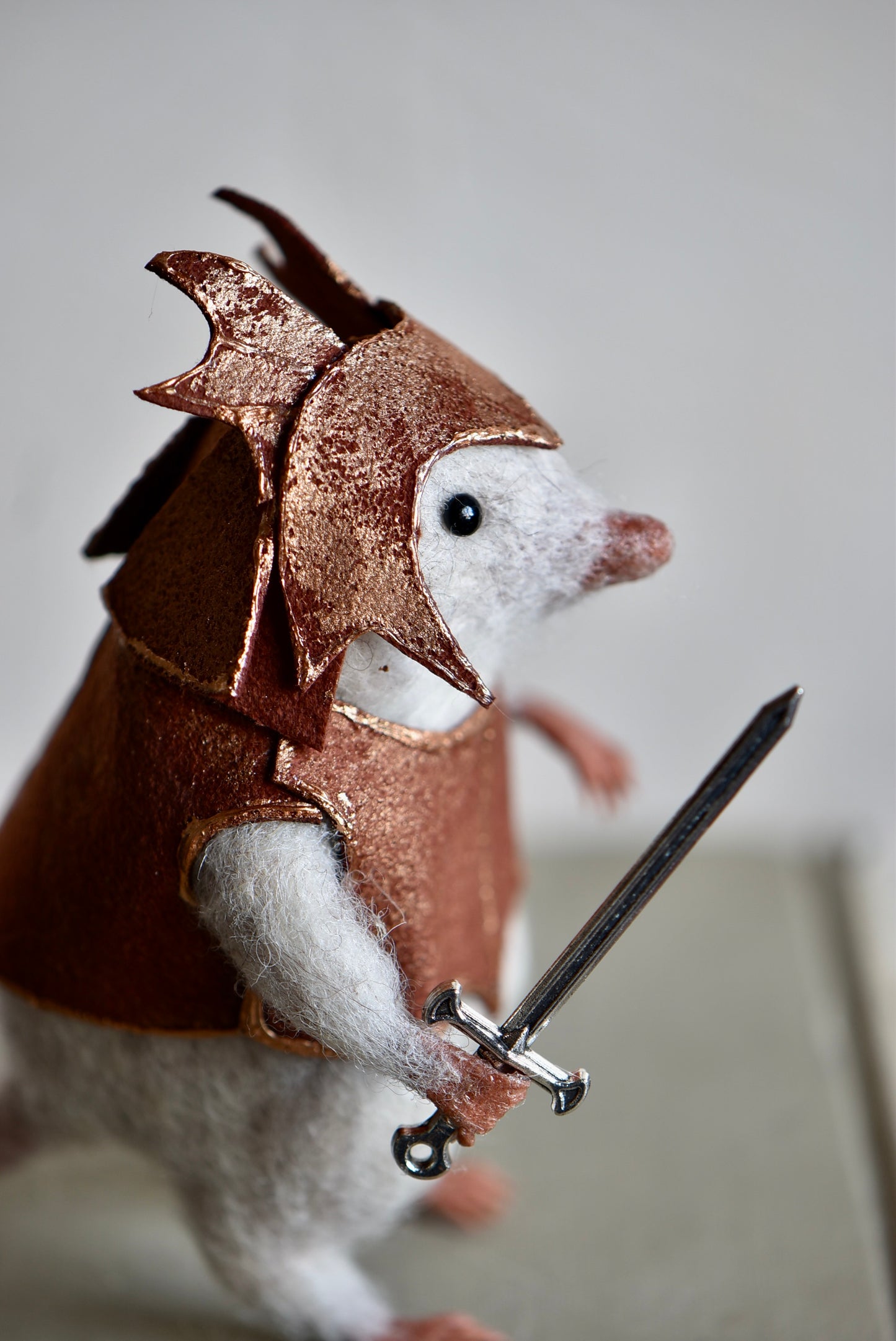 Handmade Needle Felted Character " Brave Mole Guardian" - Wool Animal Sculpture- Rustles from the meadow