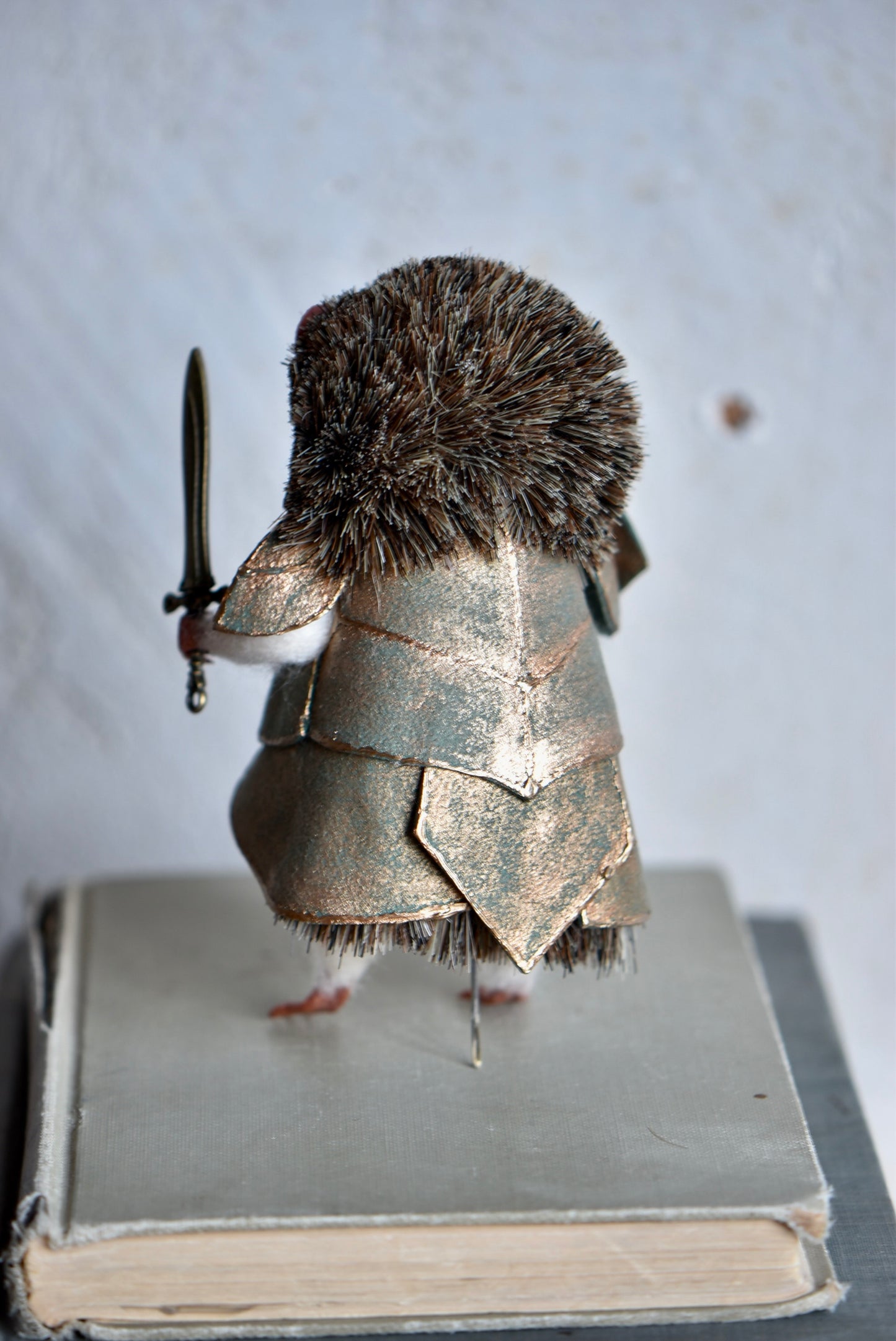 Handmade Needle Felted Character " Thornhelm the Hedgehog" - Wool Animal Sculpture-  Rustles from the meadow