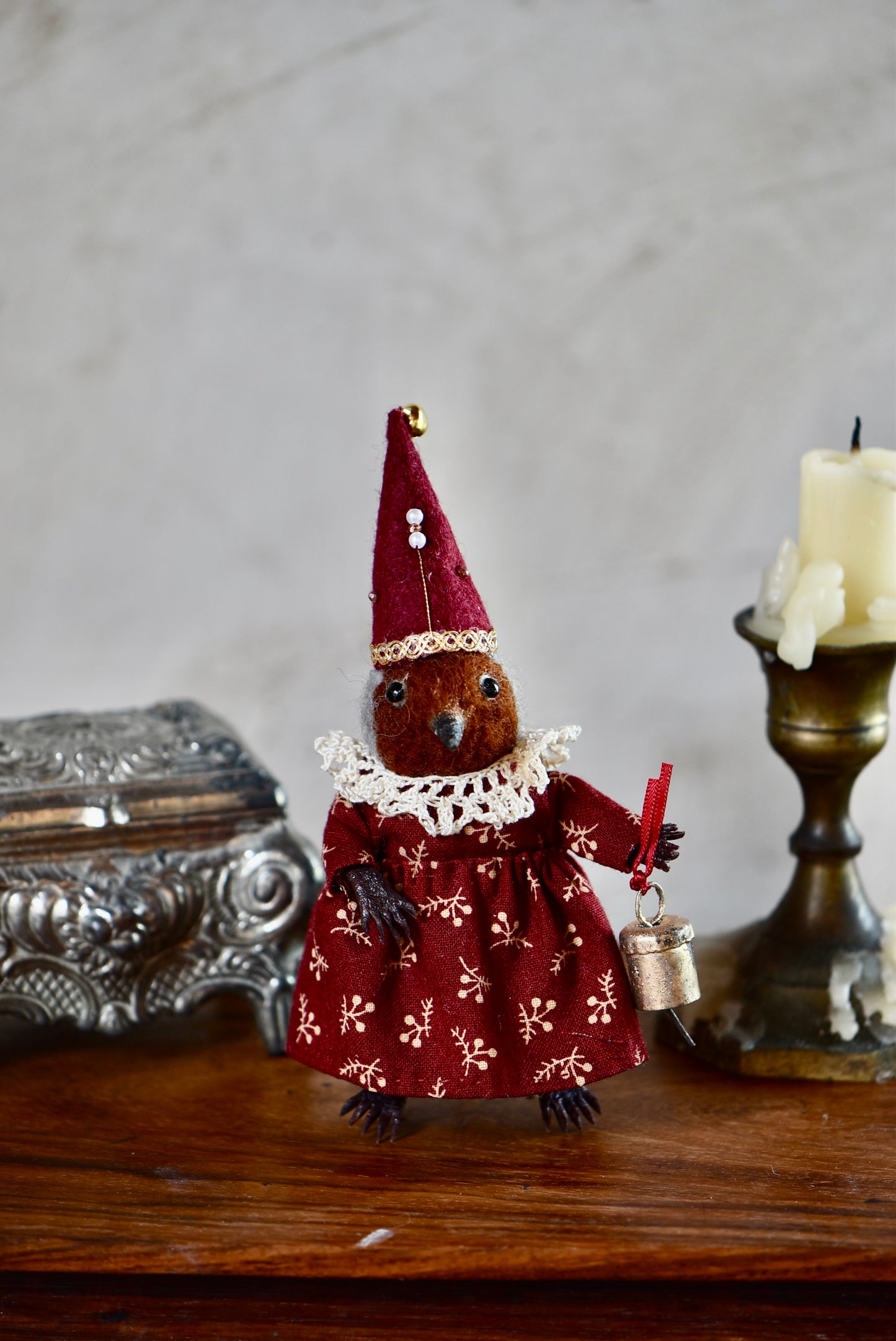 Handmade Needle Felted Robin - Wool Animal Sculpture- Rustles from the meadow