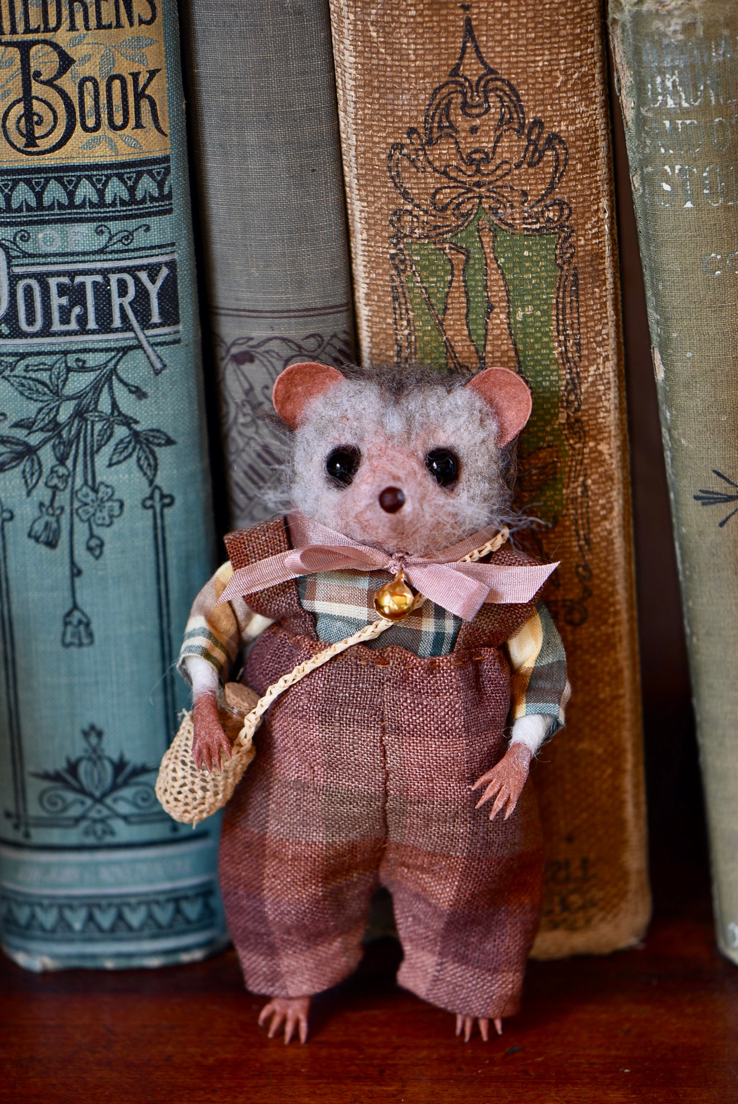 Handmade Needle Felted Hedgehog - Wool Animal Sculpture- Rustles from the meadow