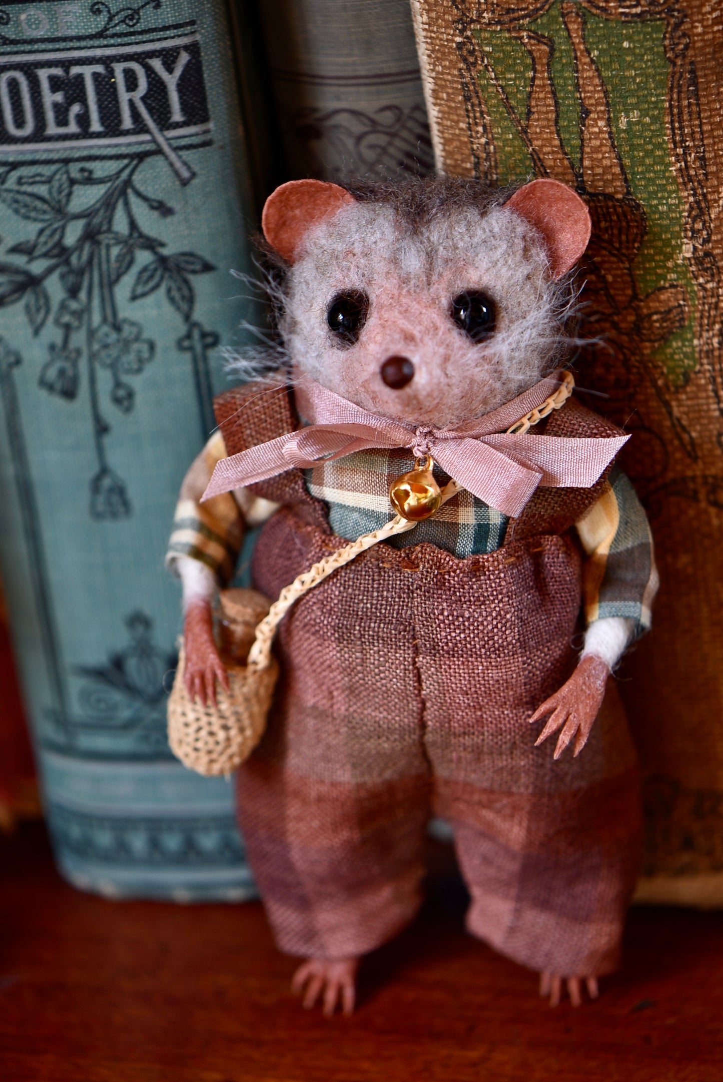 Handmade Needle Felted Hedgehog - Wool Animal Sculpture- Rustles from the meadow