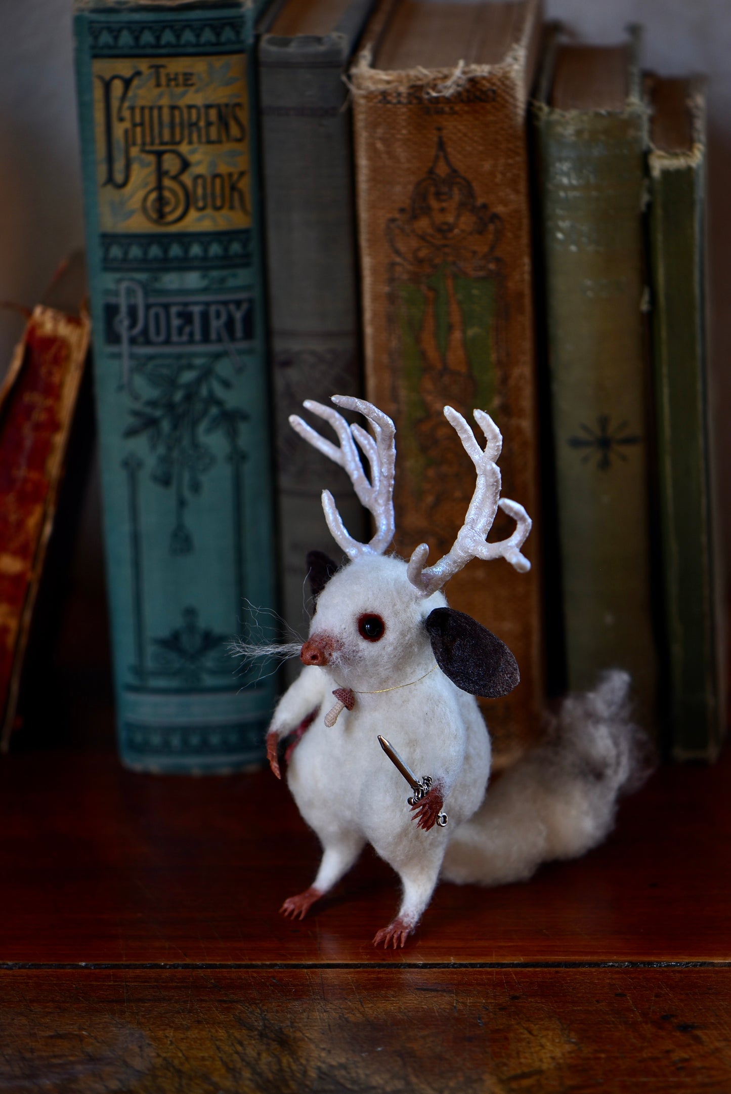 Handmade Needle Felted Reindeer Spirit - Wool Animal Sculpture- Rustles from the meadow