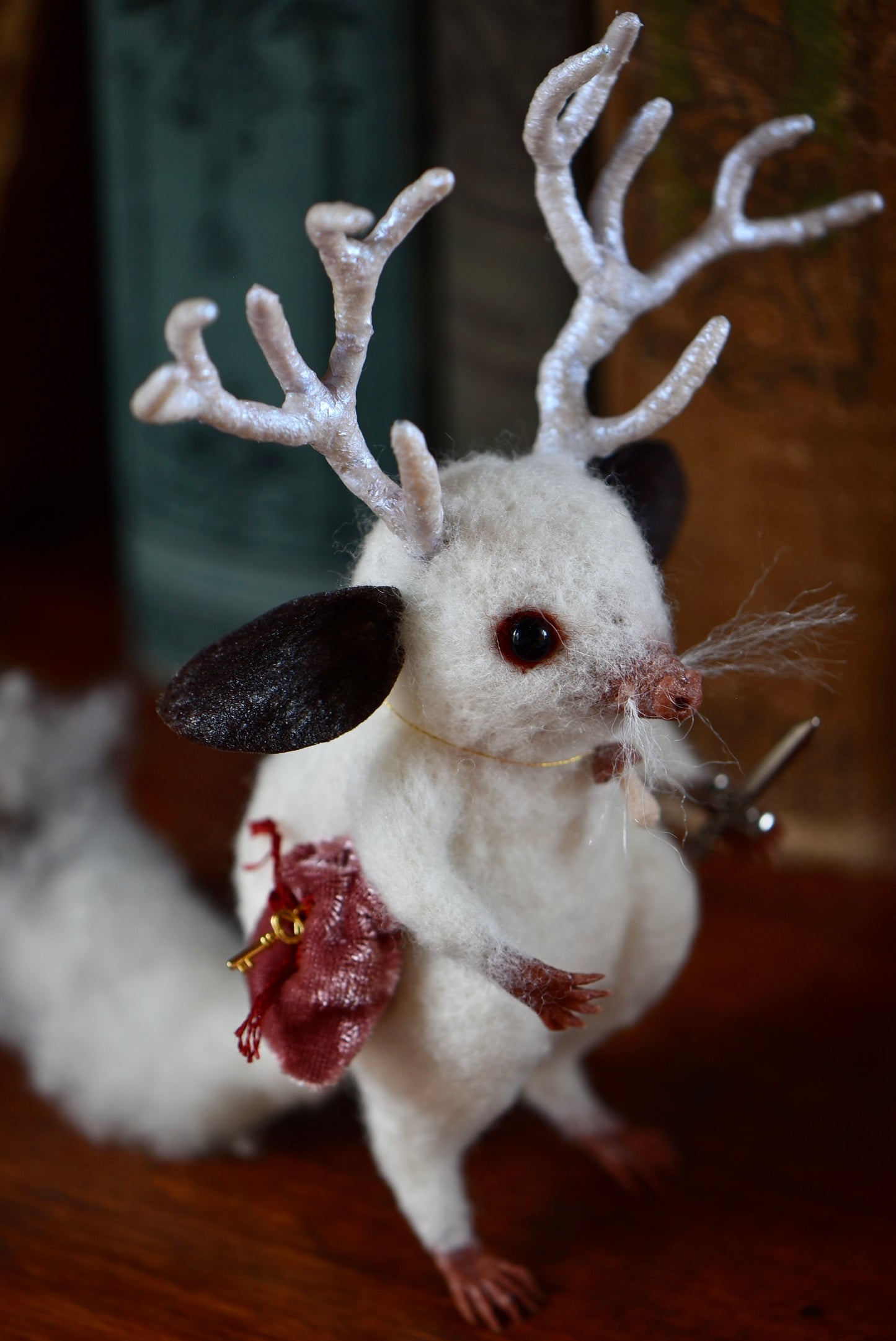 Handmade Needle Felted Reindeer Spirit - Wool Animal Sculpture- Rustles from the meadow