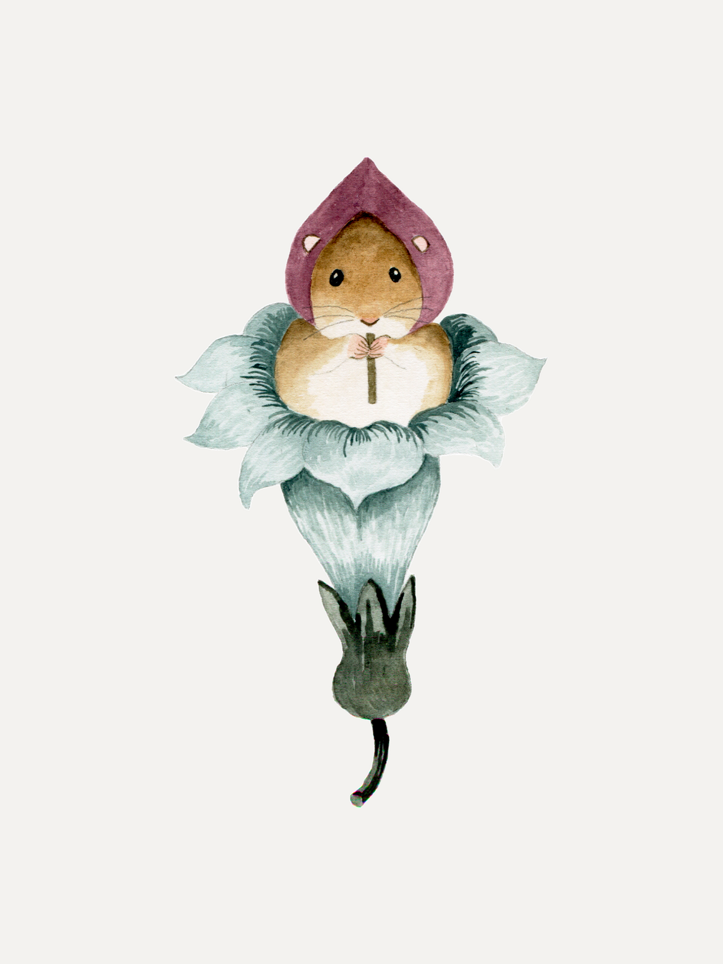 Watercolor Flute Mouse - Fine Art Giclee Print