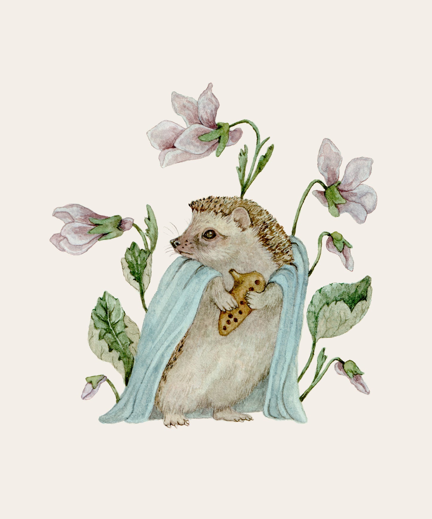 Musician Hedgehog and Viola- Original Watercolor Illustration