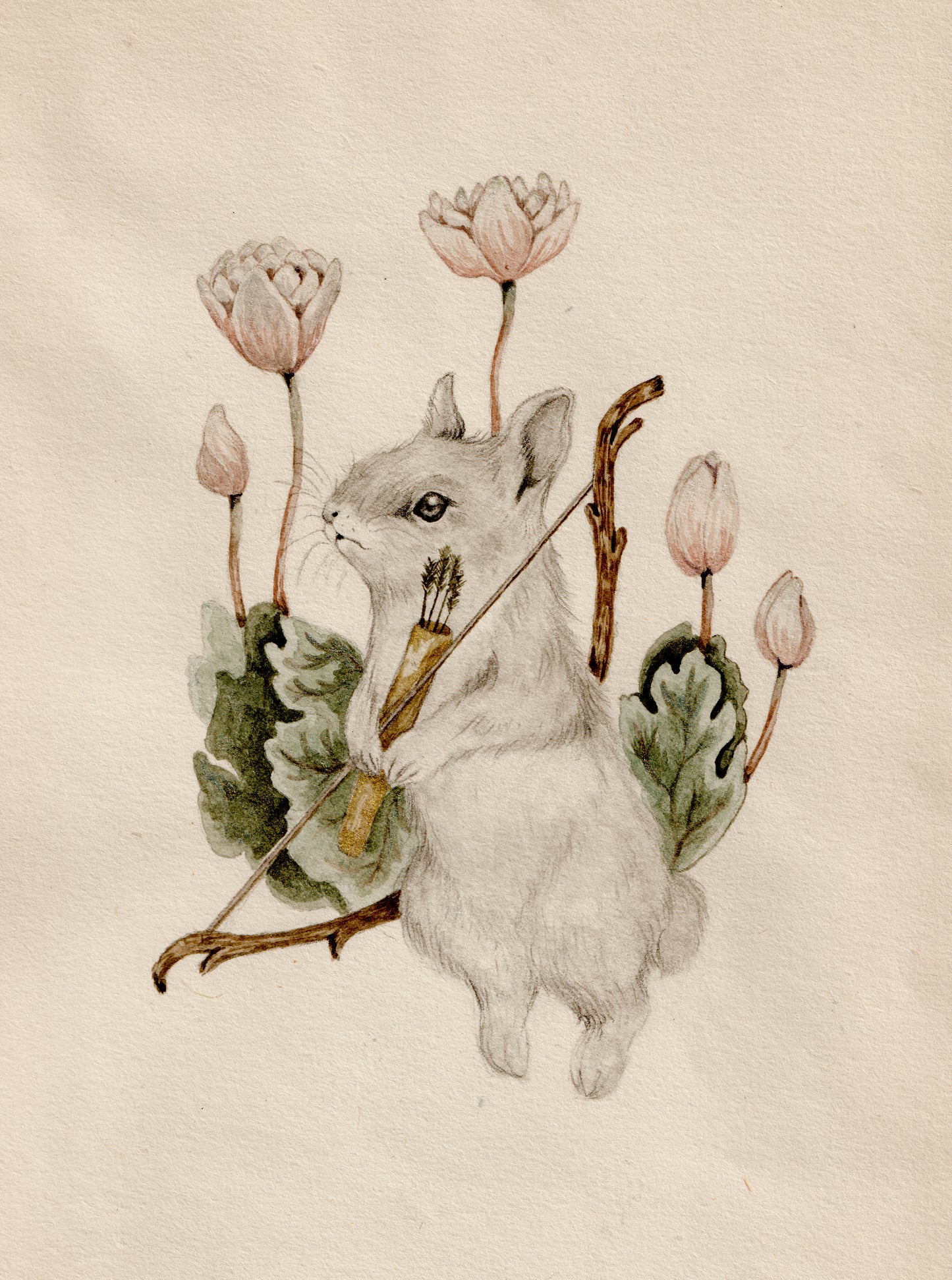 Original Watercolor Illustration Little Brave Bunny