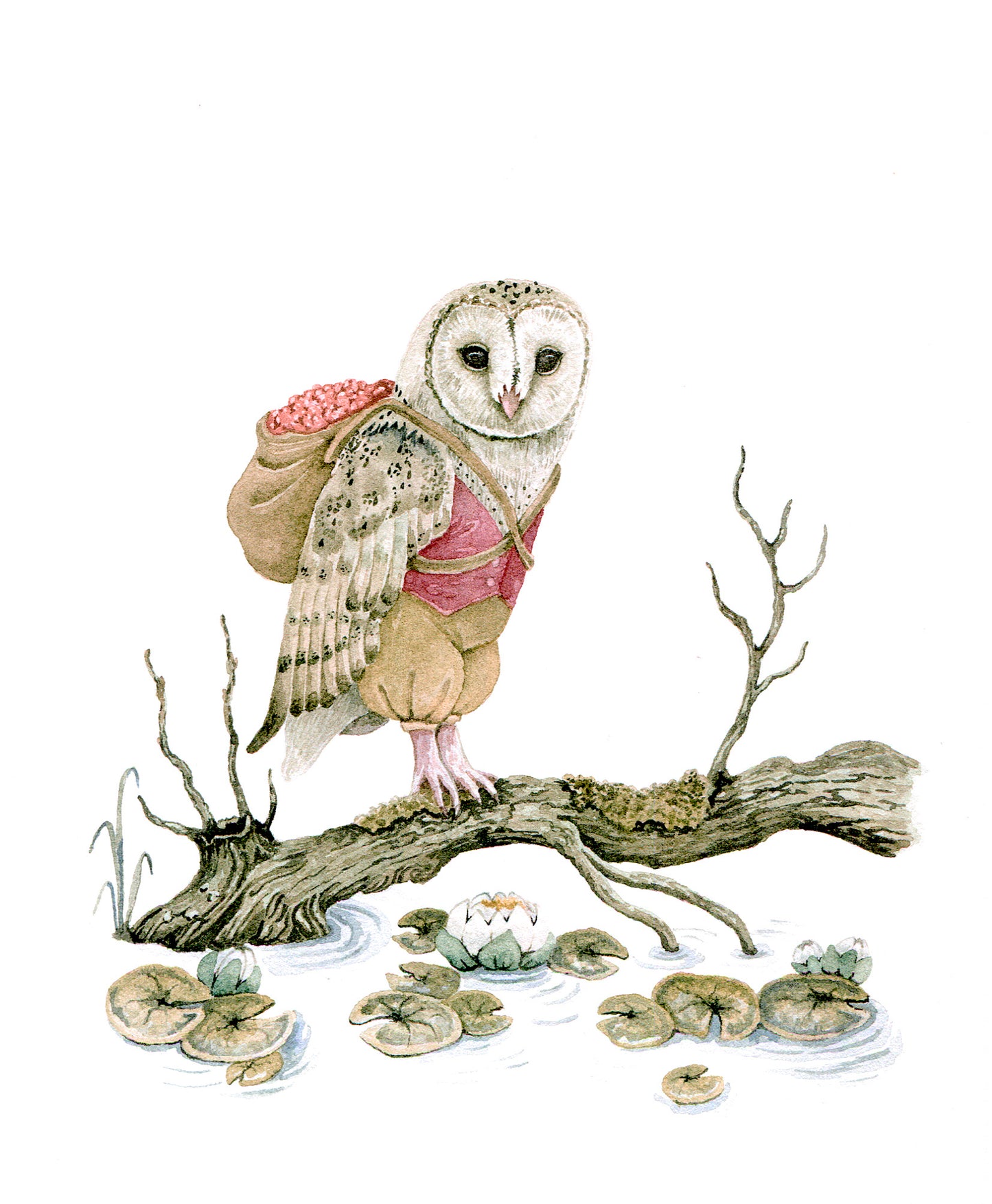 Watercolor Forager Owl - Fine Art Giclee Print