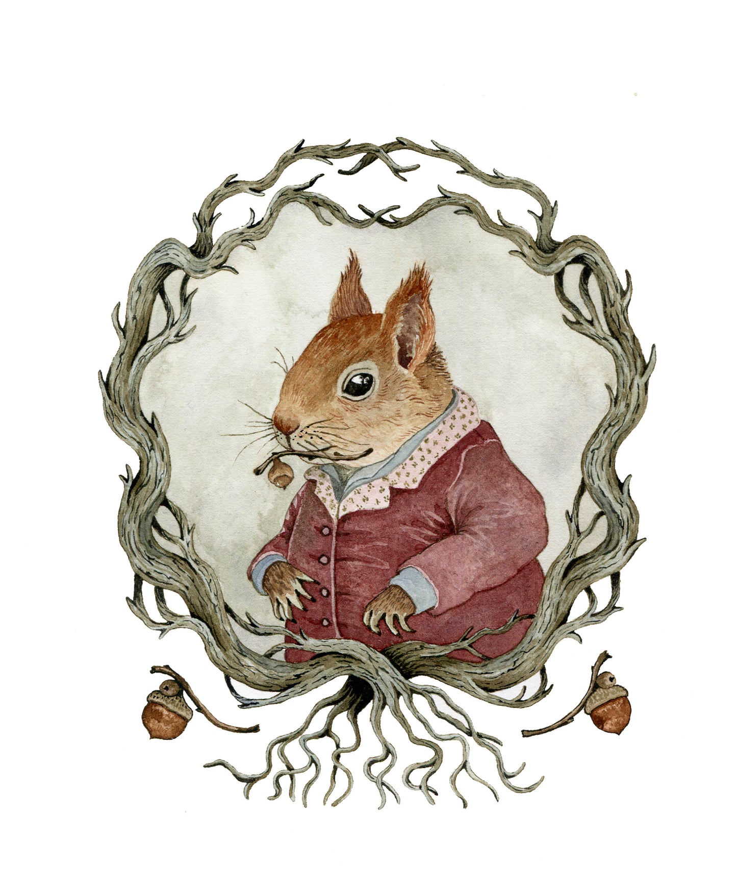 Watercolor Squirrel Portrait - Fine Art Giclee Print