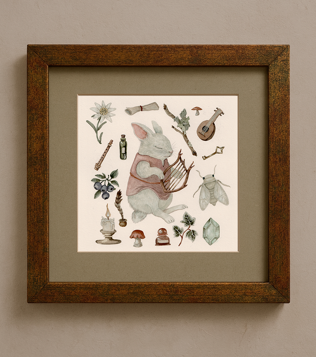“The Bard” - Original Framed Watercolor Illustration