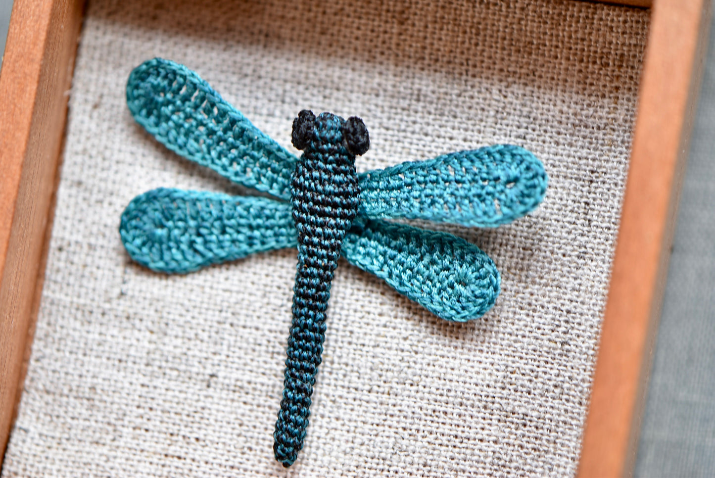 Crocheted Tiny Dragonfly - OOAK - Collaboration with Tinybellsoftheprairy