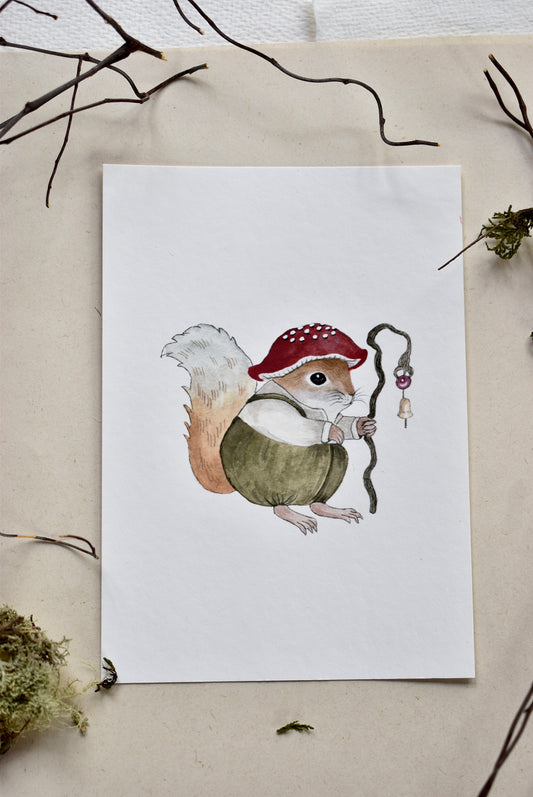 Wanderer Squirrel  - Fine Art Giclee Print