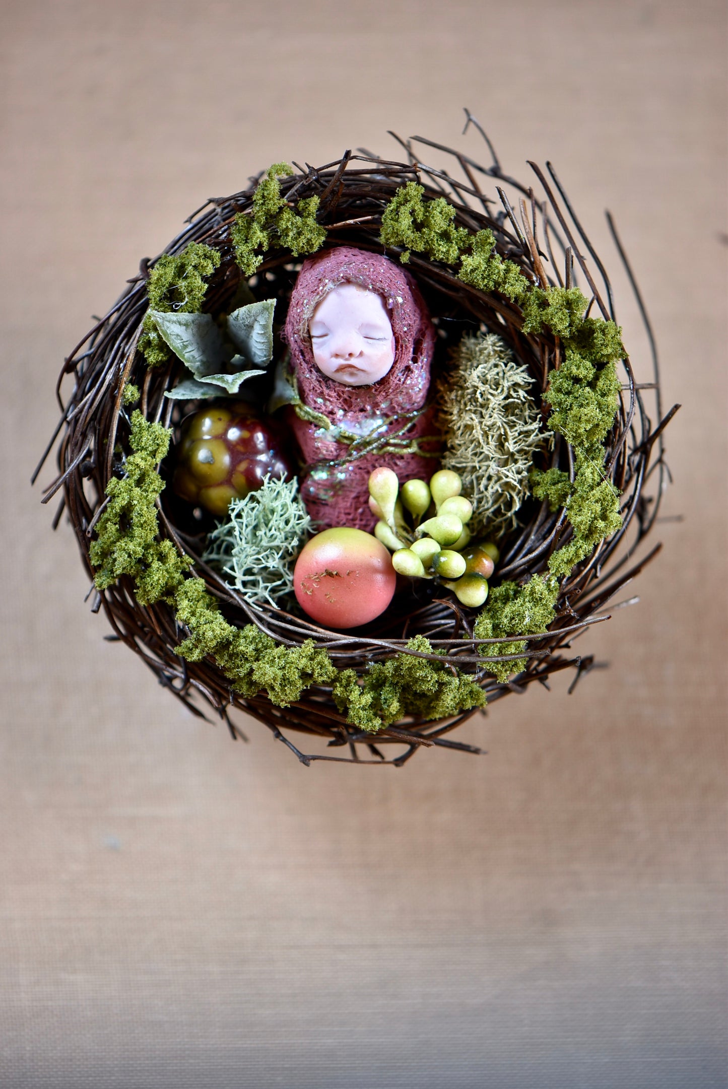 Fairy Baby on Nest - By rustles from the meadow