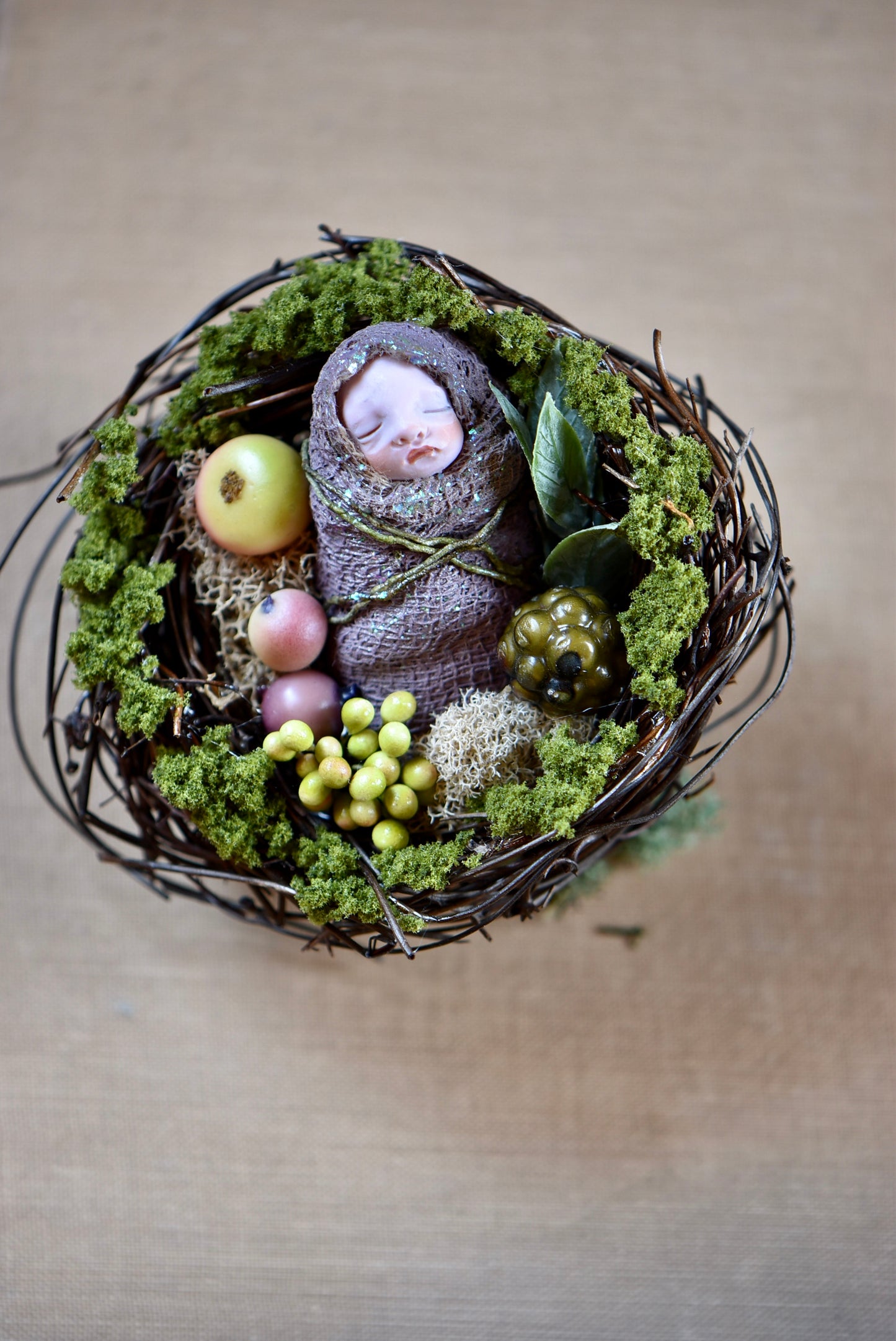 Fairy Baby on Nest - By rustles from the meadow