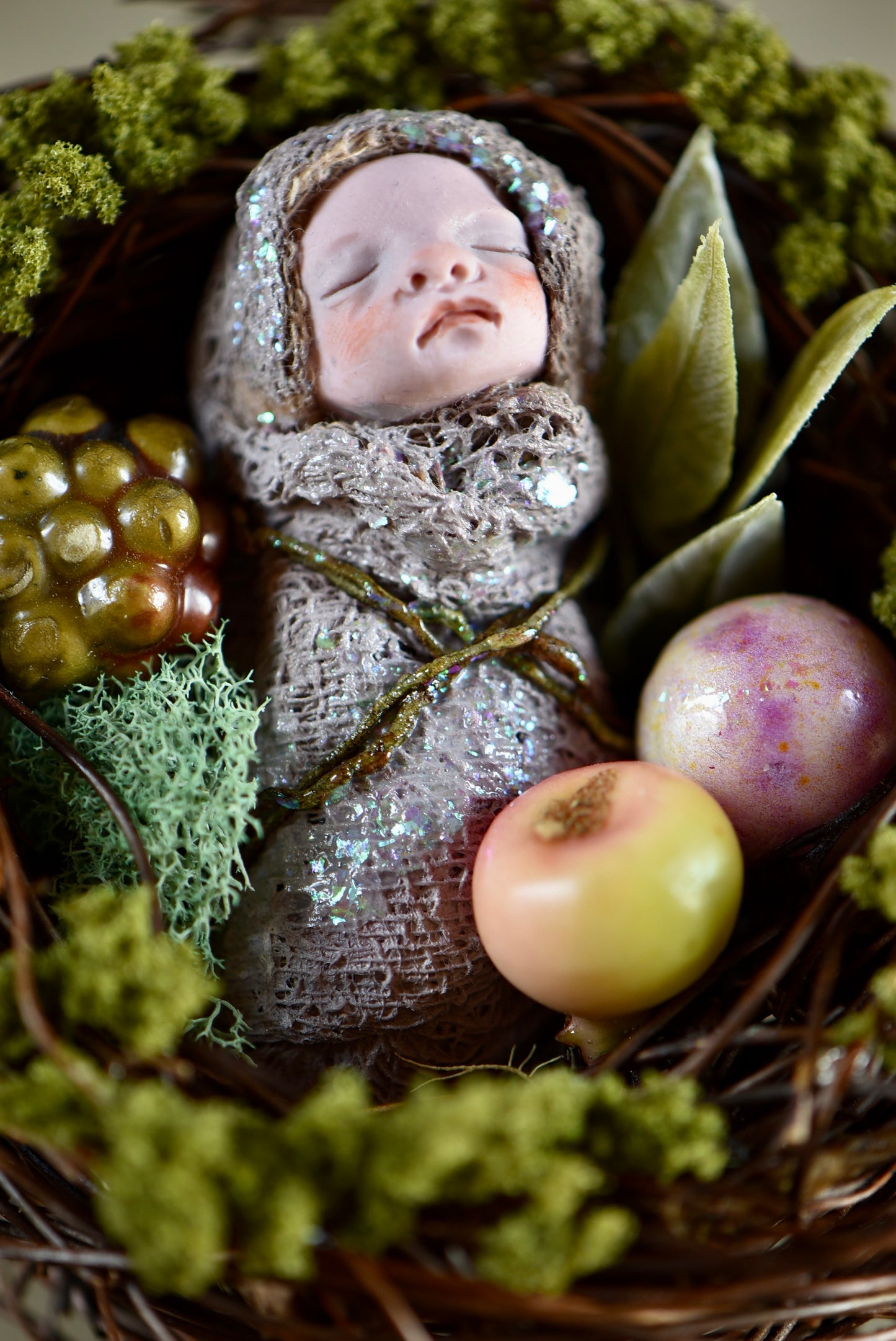 Fairy Baby on Nest - By rustles from the meadow