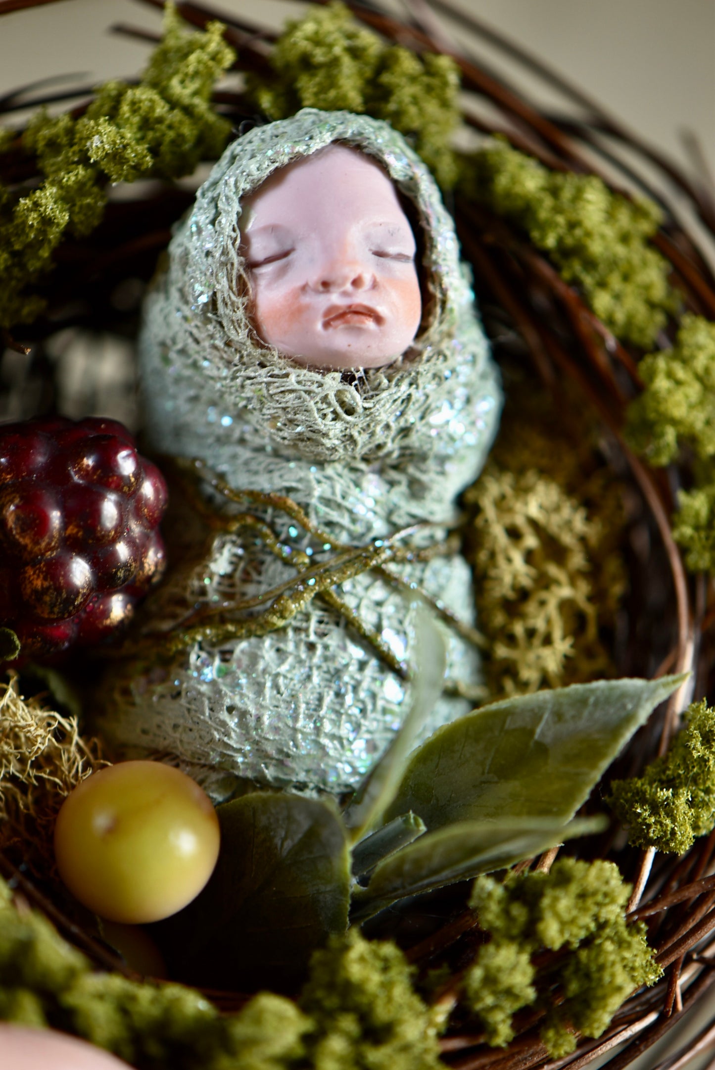 Fairy Baby on Nest - By rustles from the meadow