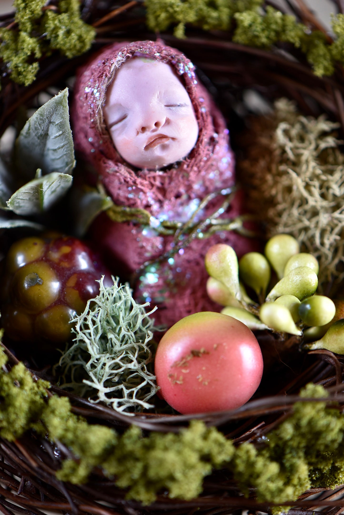 Fairy Baby on Nest - By rustles from the meadow