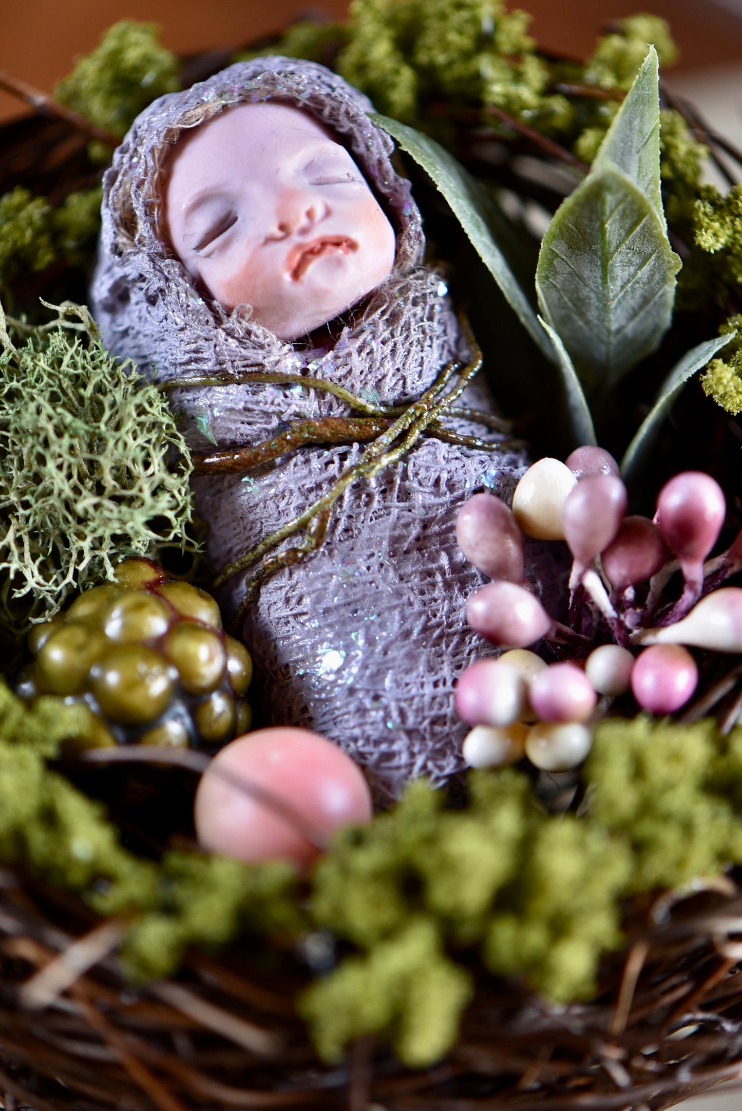 Fairy Baby on Nest - By rustles from the meadow