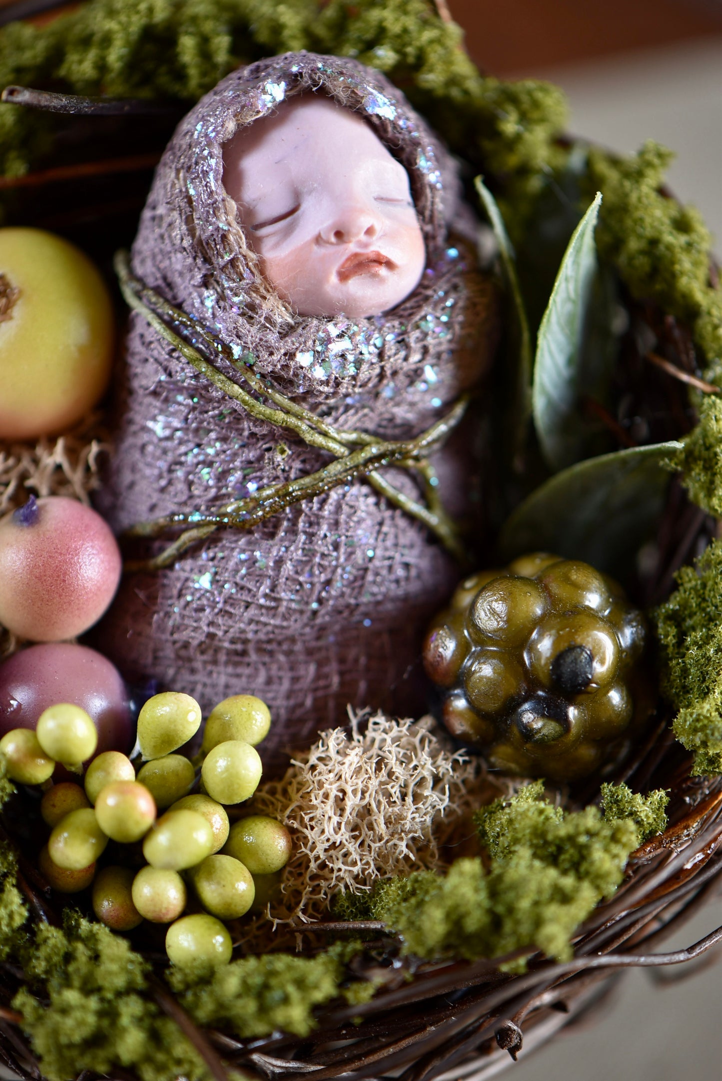 Fairy Baby on Nest - By rustles from the meadow