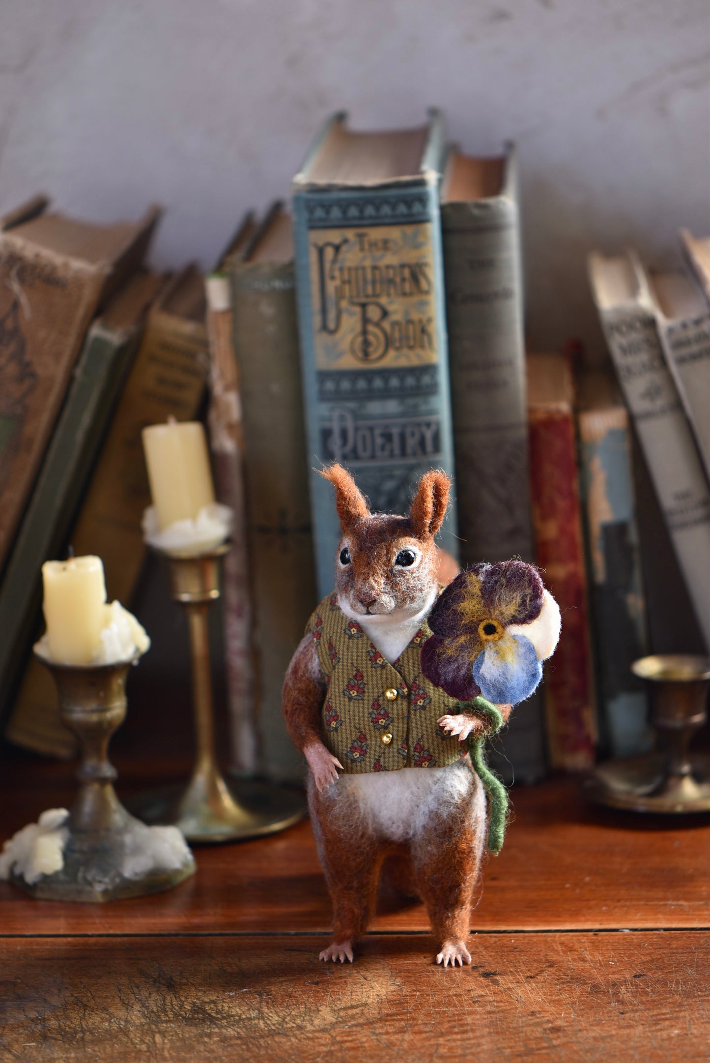 Handmade Needle Felted Squirrel - Wool Animal Sculpture-  Rustles from the meadow