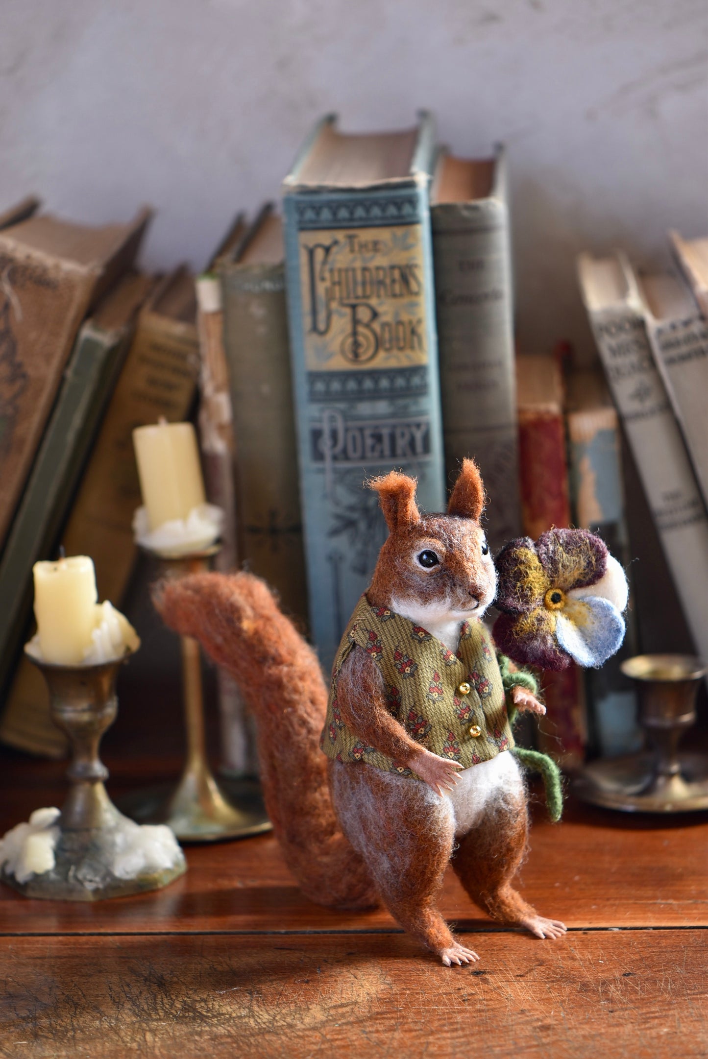 Handmade Needle Felted Squirrel - Wool Animal Sculpture-  Rustles from the meadow