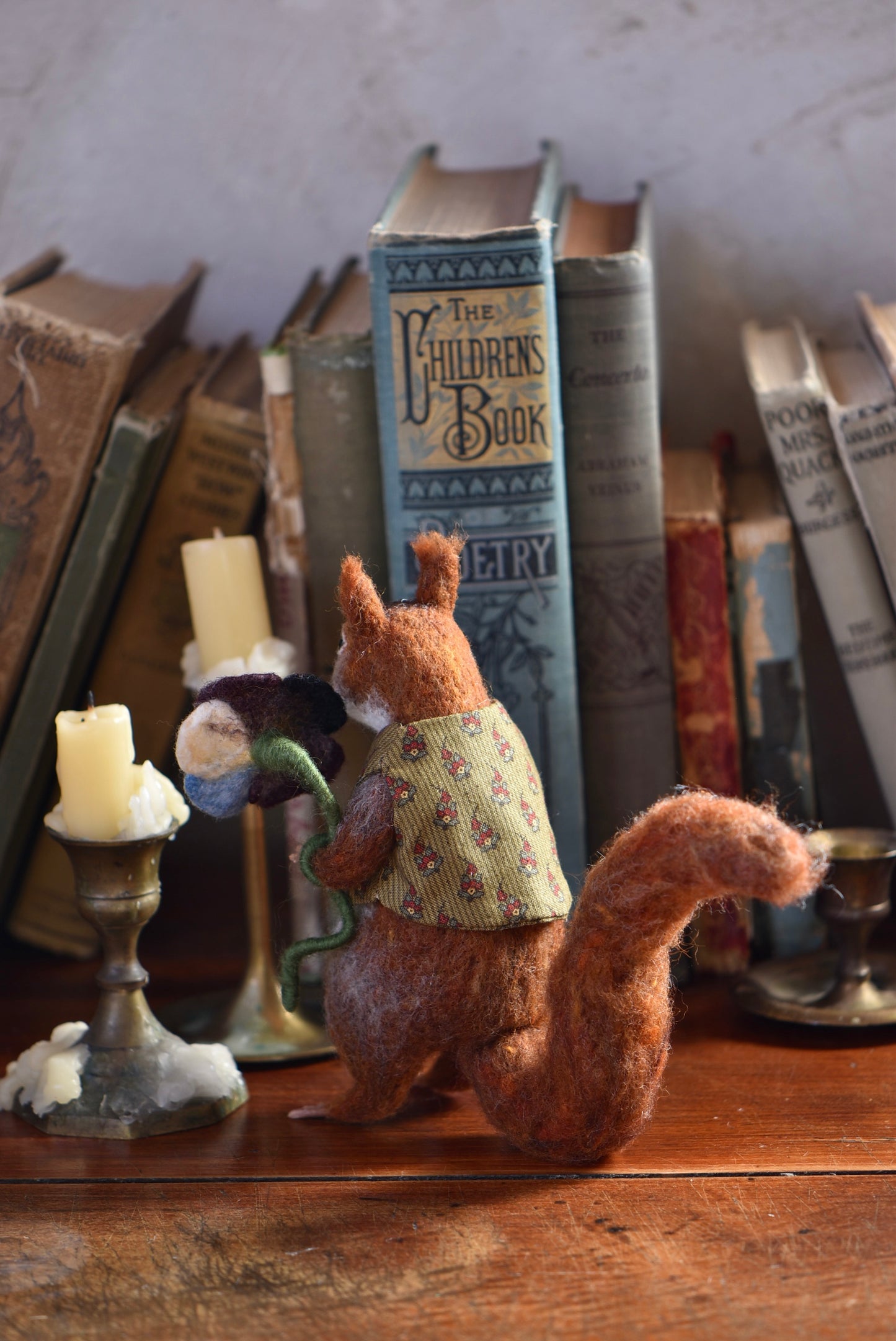 Handmade Needle Felted Squirrel - Wool Animal Sculpture-  Rustles from the meadow