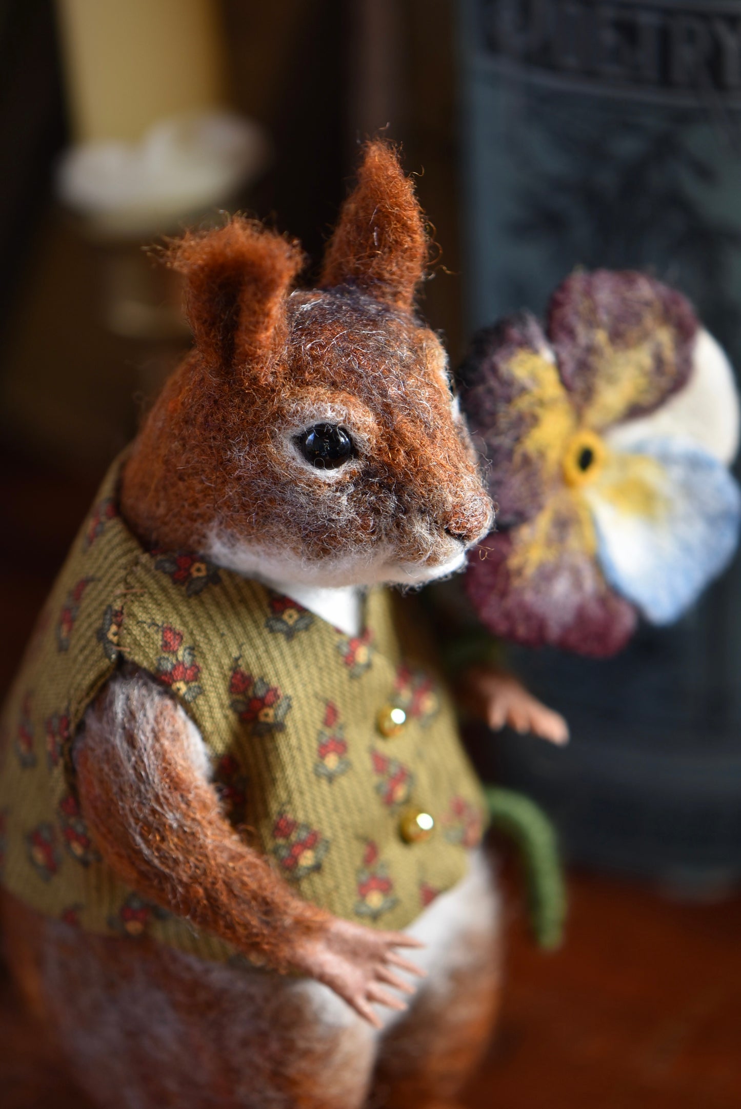 Handmade Needle Felted Squirrel - Wool Animal Sculpture-  Rustles from the meadow