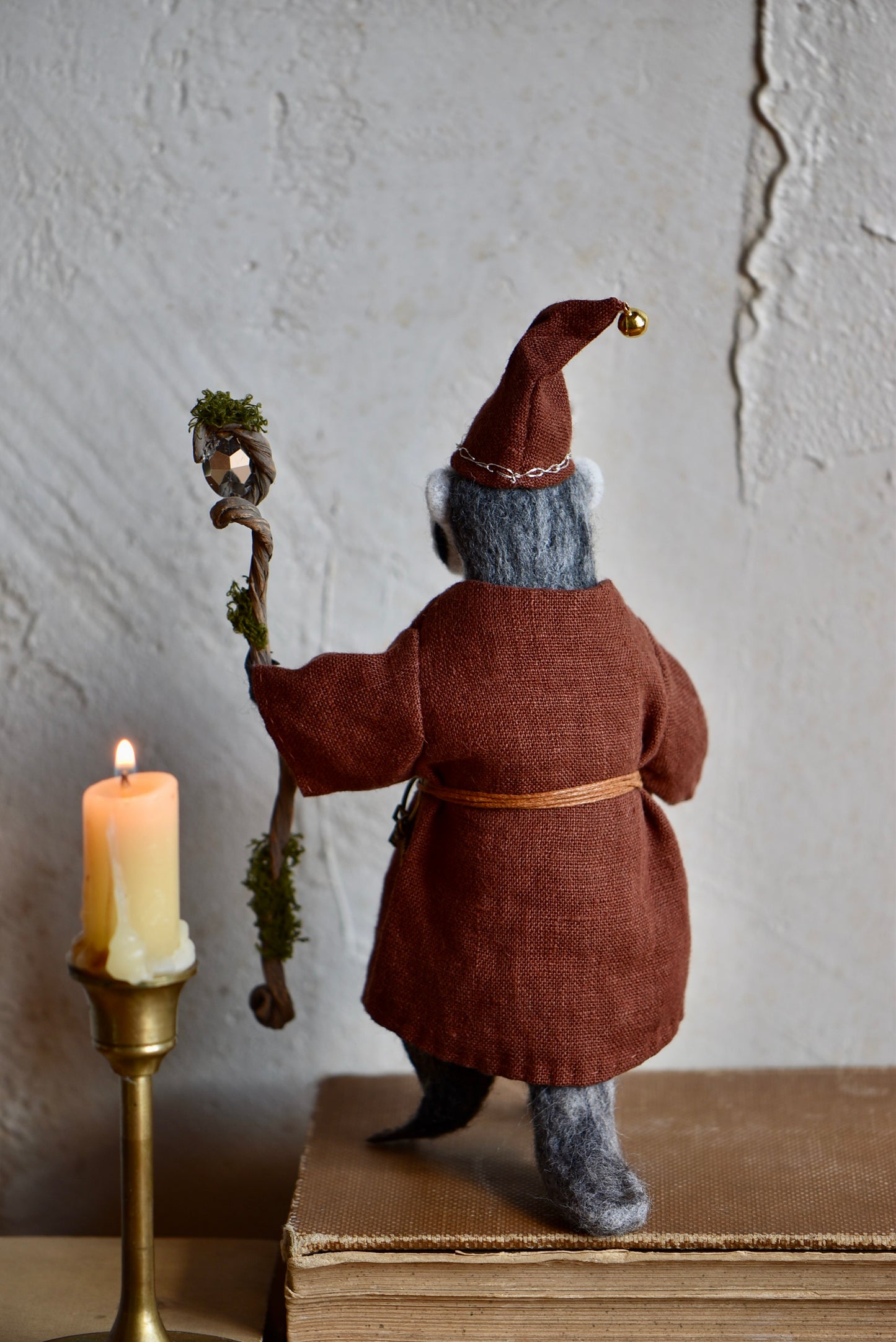 Handmade Needle Felted Badger "The Mage" - Wool Animal Sculpture-  Rustles from the meadow and Harthicune