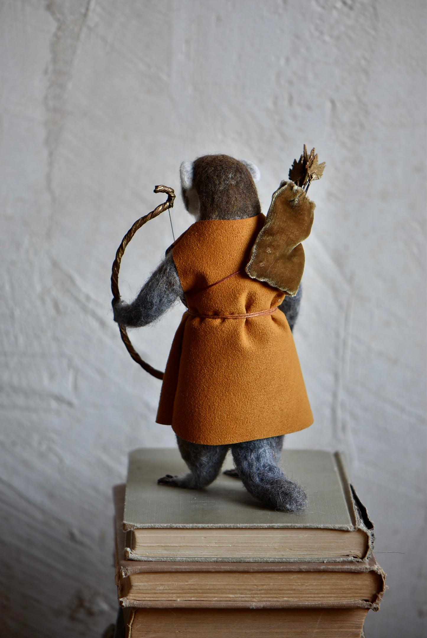 Handmade Needle Felted Badger "The Mistwood Archer" - Wool Animal Sculpture-  Rustles from the meadow and Harthicune