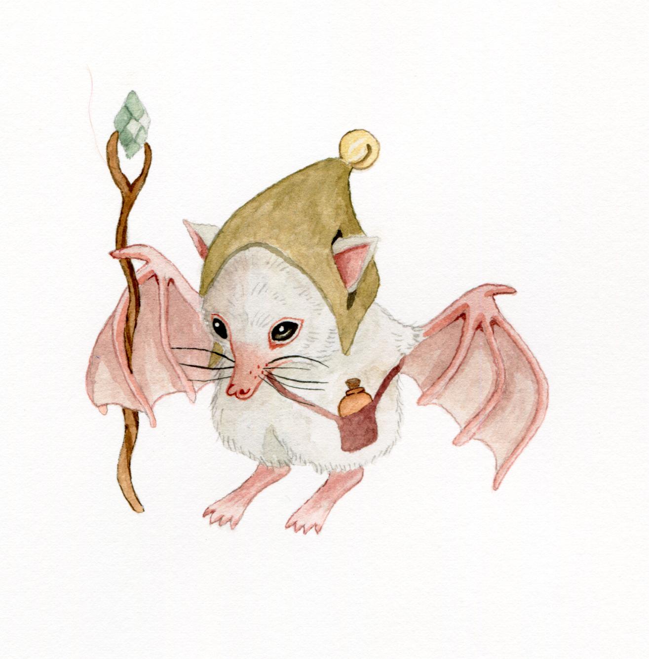 Watercolor Magician Bat  - Fine Art Giclee Print (Copy) (Copy) (Copy)