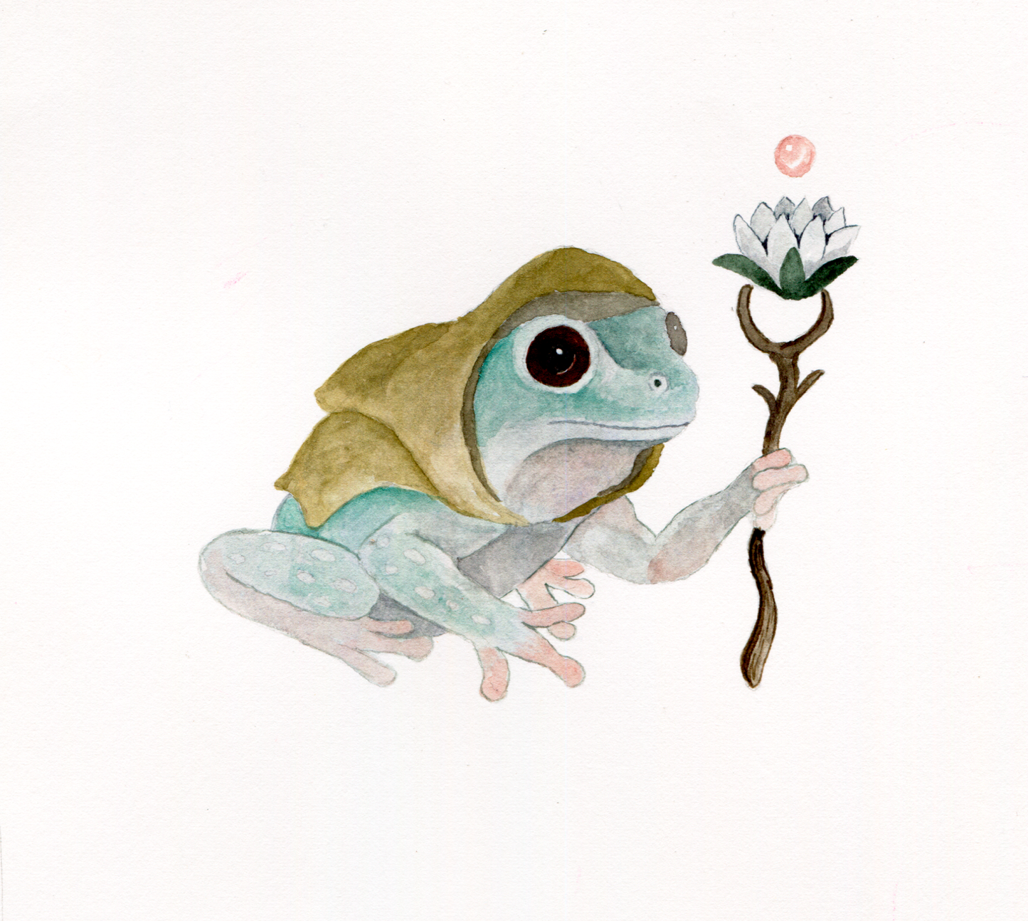 Watercolor Little Hooded Toad - ORIGINAL WATERCOLOR