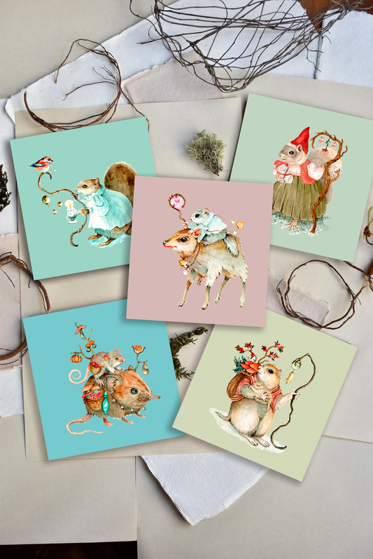 Greeting Cards - Set of 5 - Rustles from the meadow