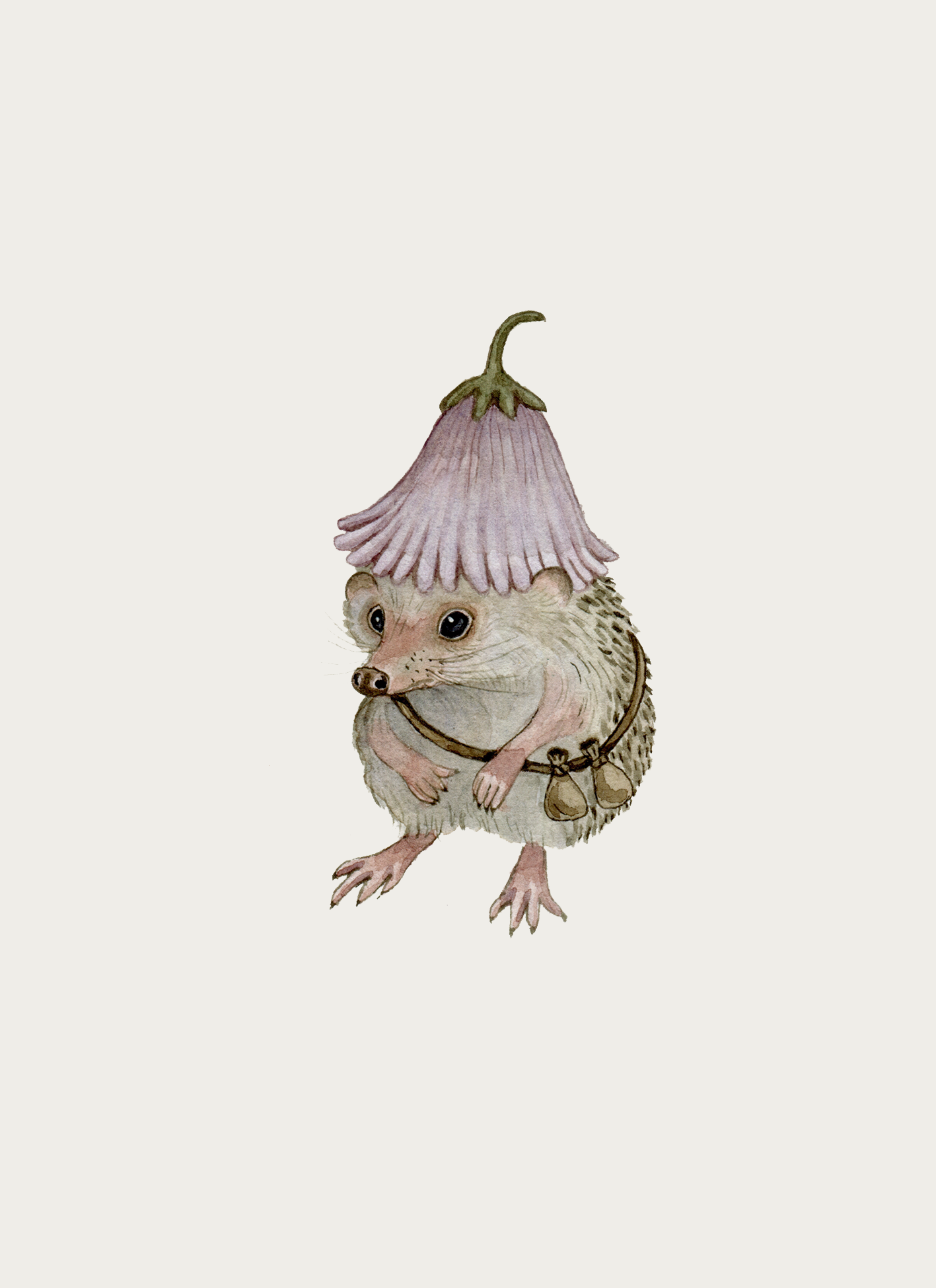 Hedgehog with Flower Hat  - Fine Art Giclee Print