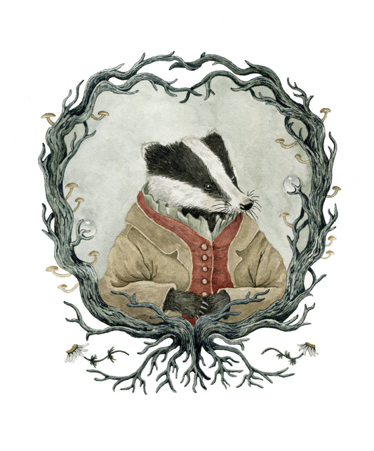 Badger Portrait  - Fine Art Giclee Print