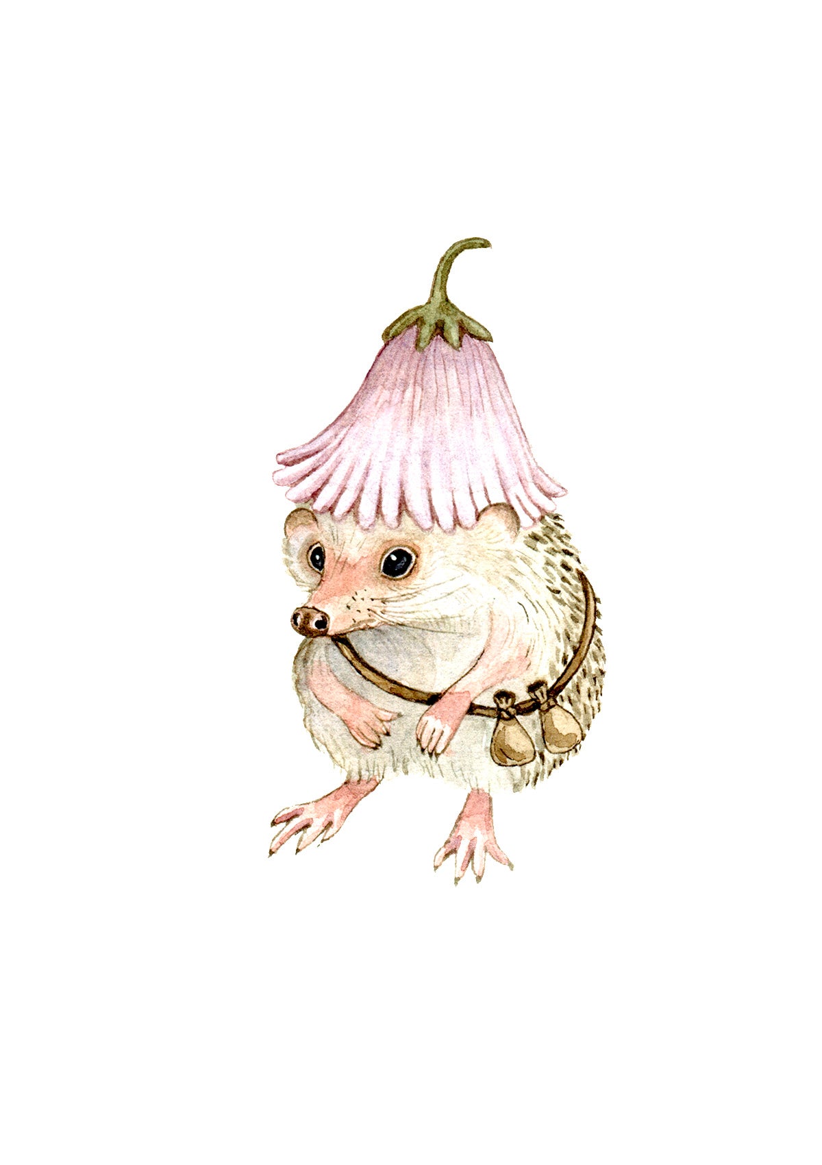 Hedgehog with Flower Hat  - Fine Art Giclee Print